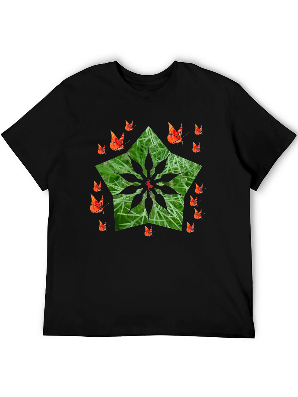 Nature Star Butterfly Black T-Shirt