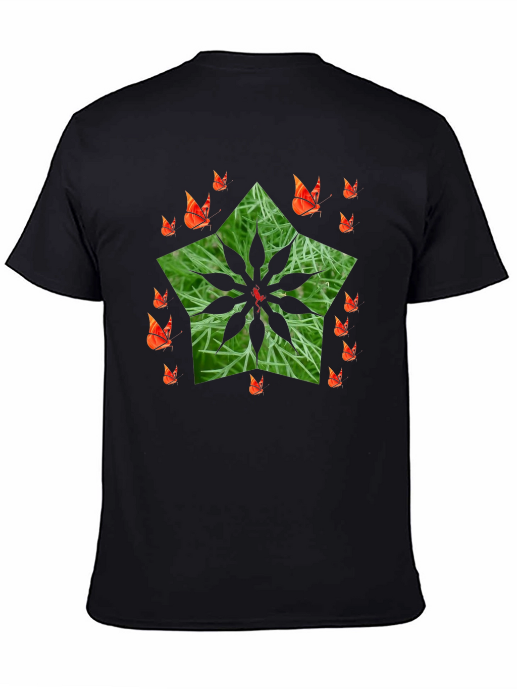 Nature Star Butterfly Black T-Shirt