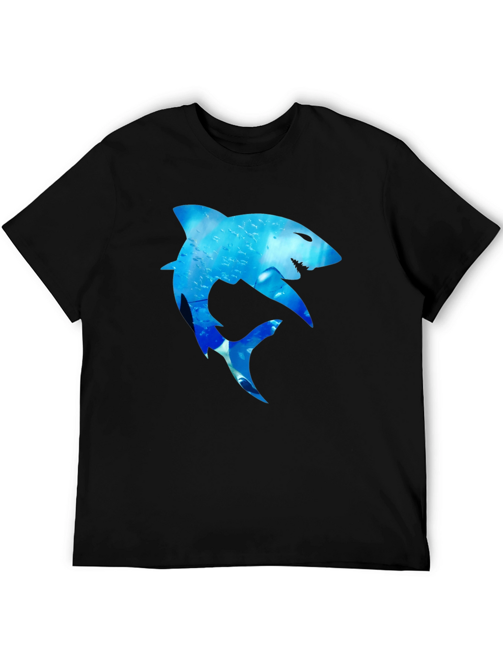 Shark Graphic Print Black T-Shirt
