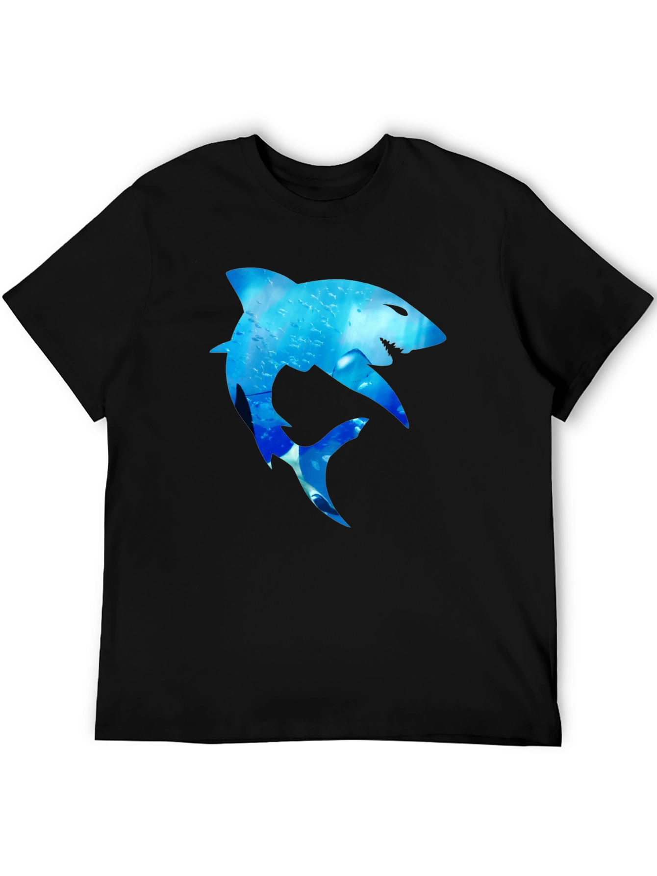 Shark Graphic Print Black T-Shirt