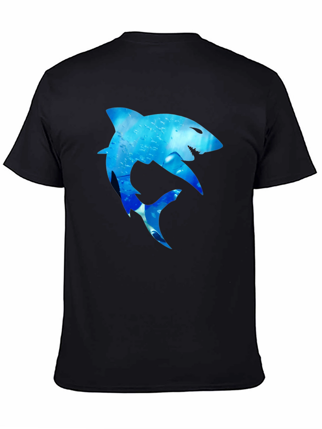 Shark Graphic Print Black T-Shirt