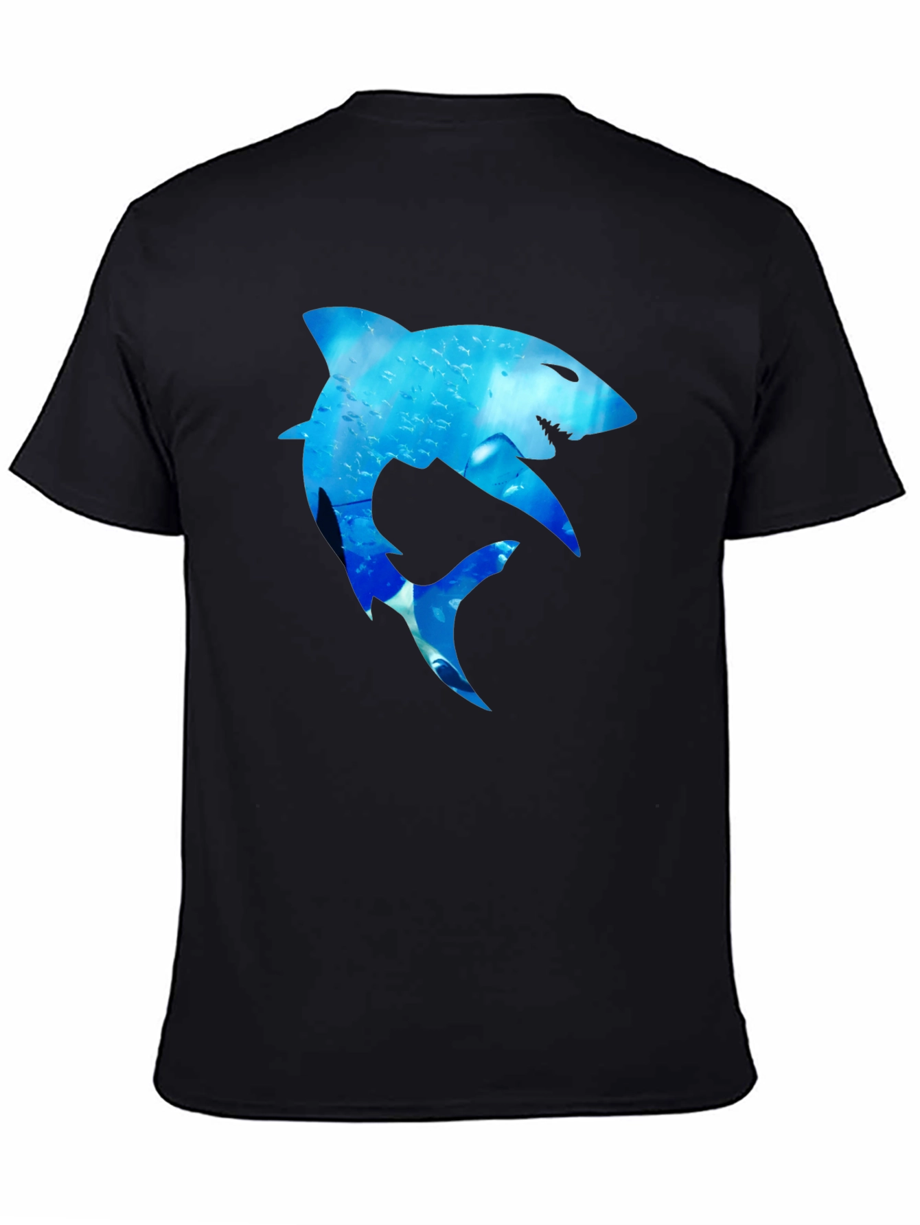 Shark Graphic Print Black T-Shirt