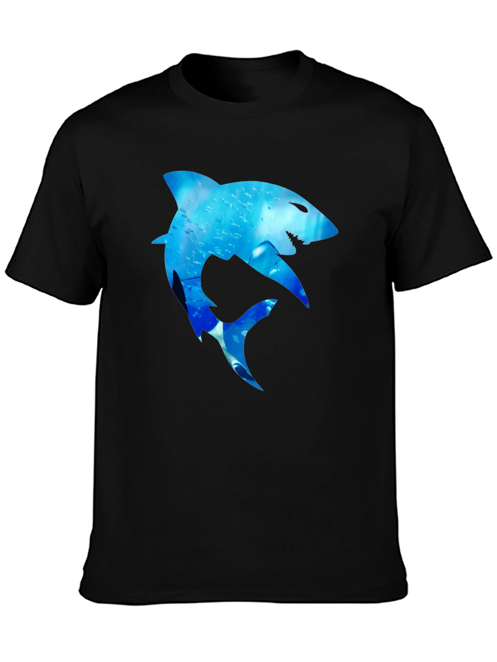 Shark Graphic Print Black T-Shirt