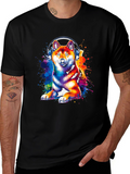 Dog with Headphones Graphic Tee - Black