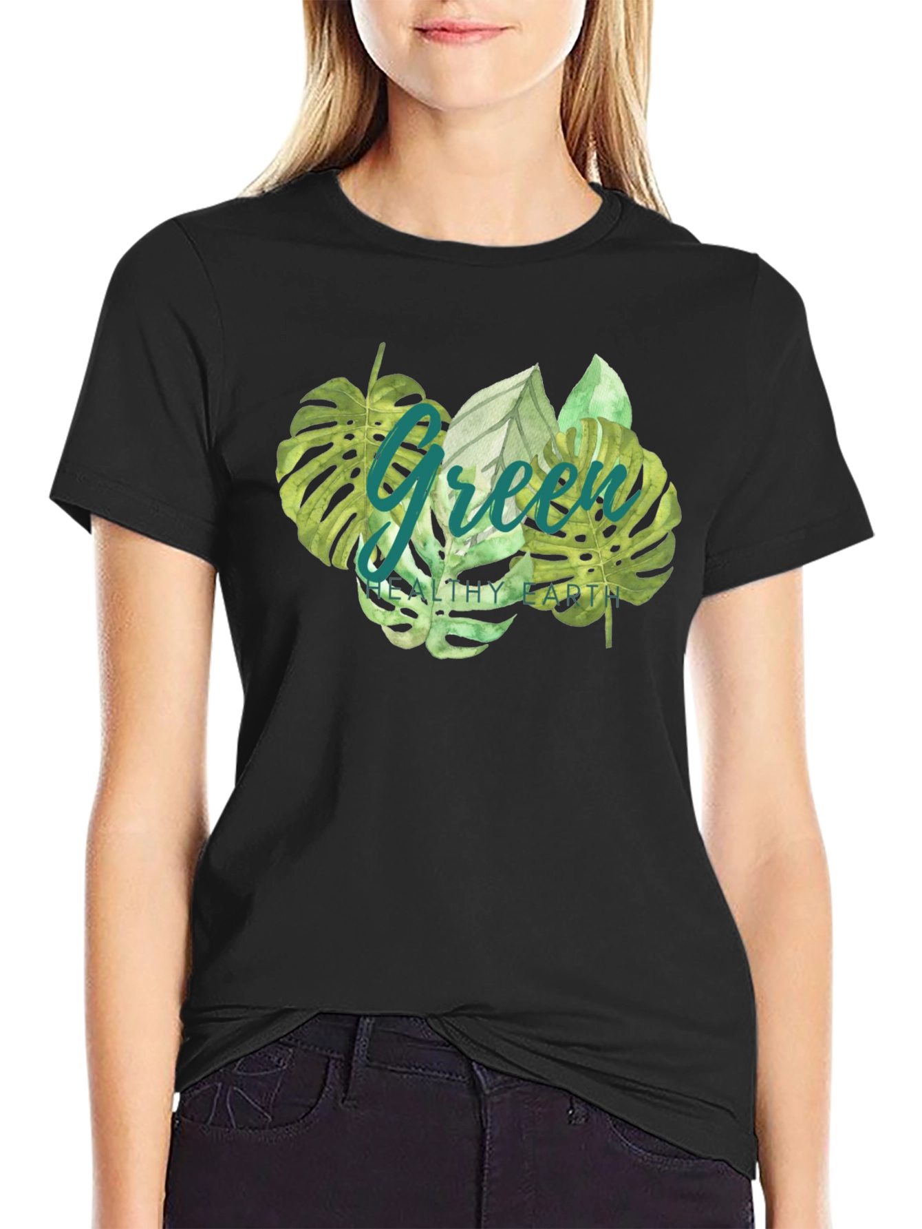 Green Healthy Earth Graphic T-Shirt