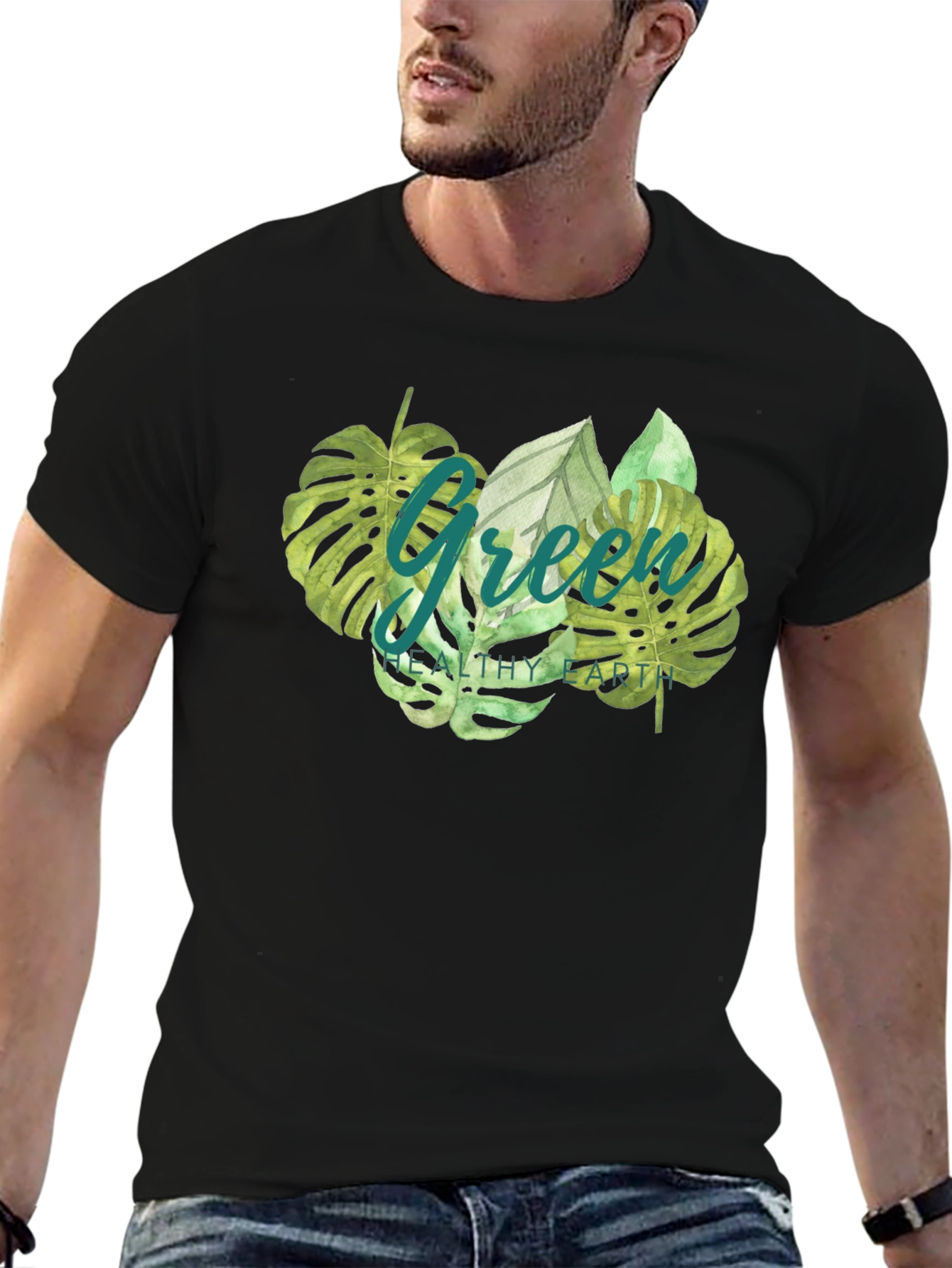 Green Healthy Earth Graphic T-Shirt