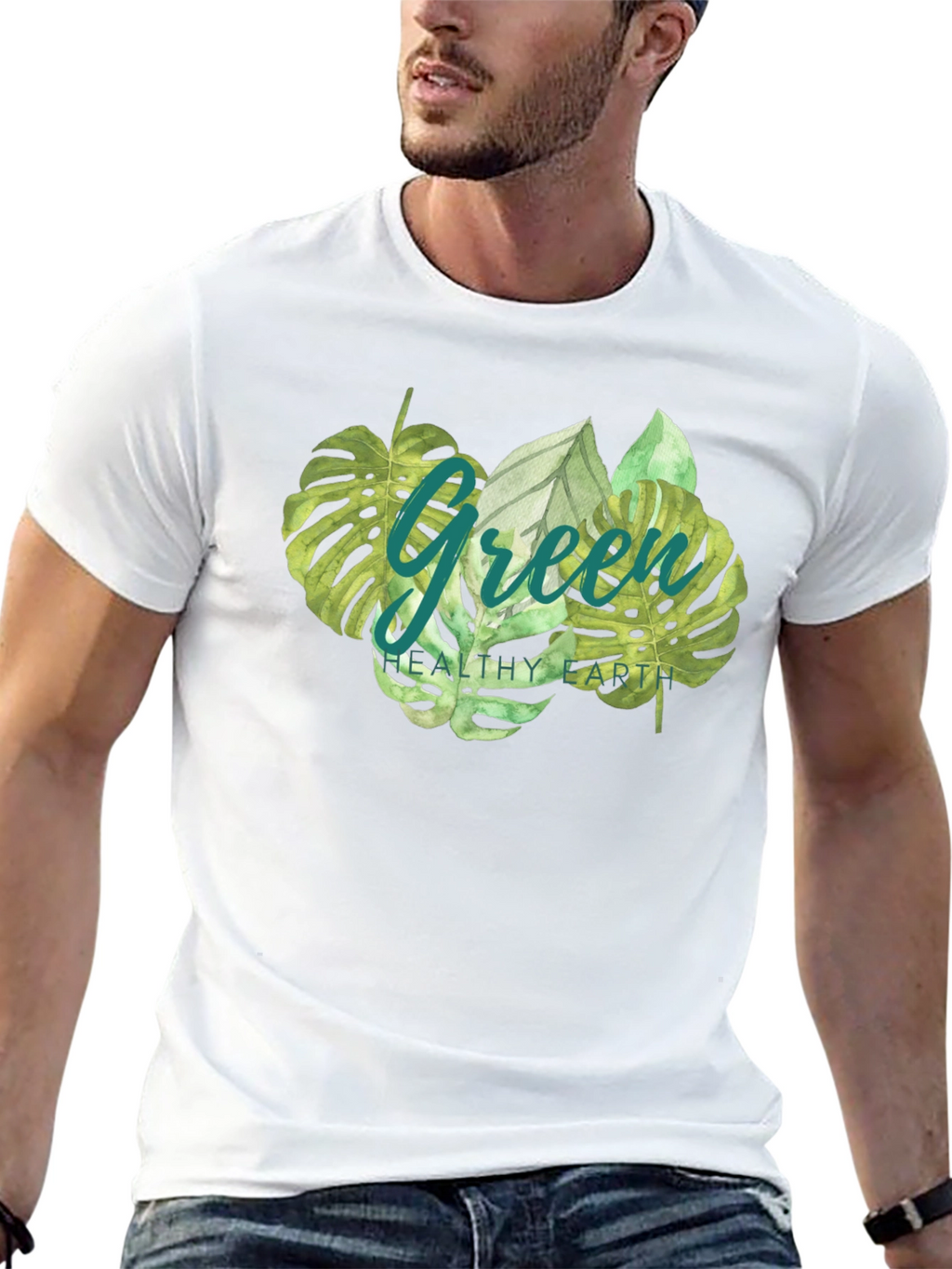 Green Healthy Earth Graphic T-Shirt