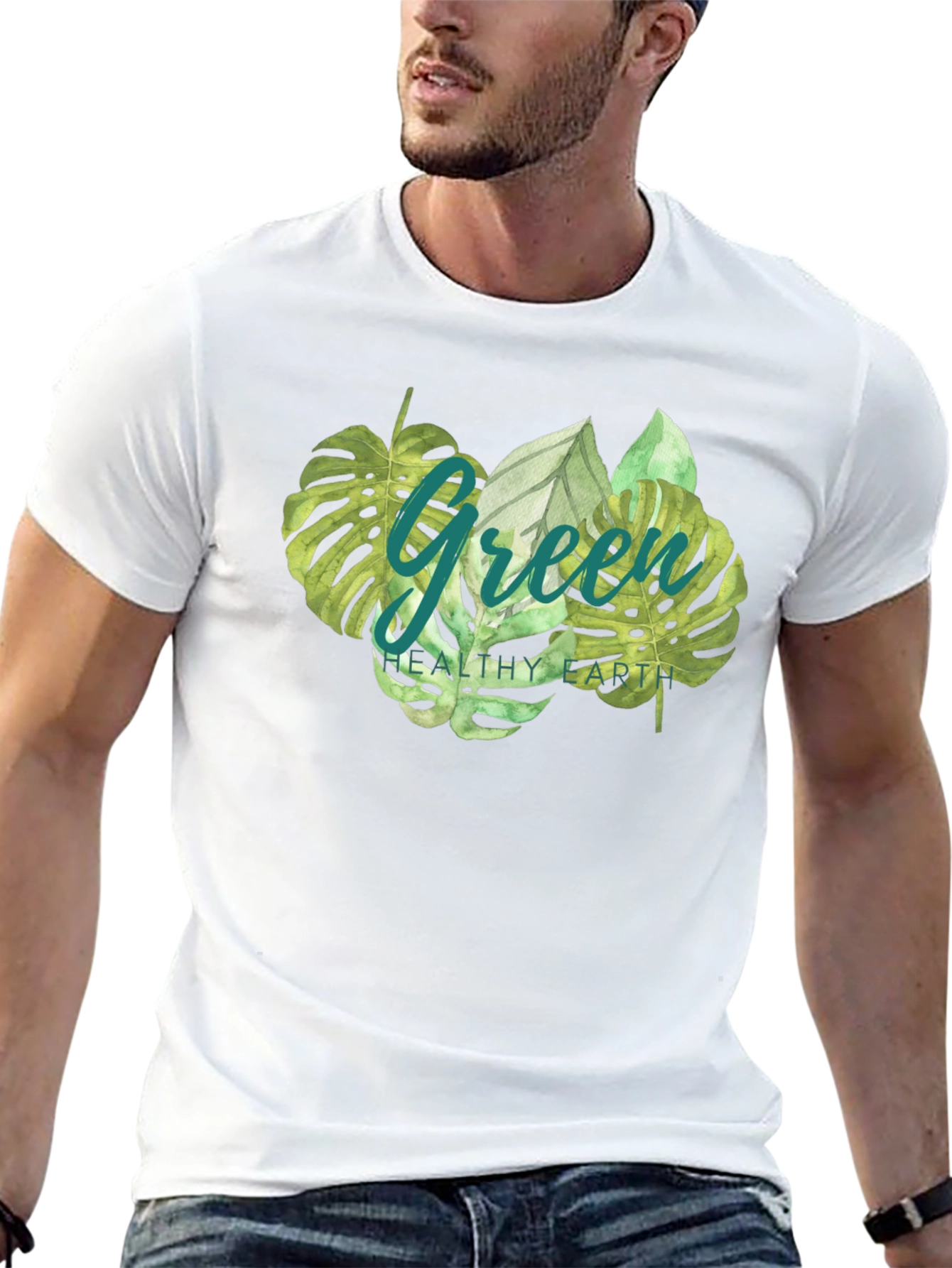 Green Healthy Earth Graphic T-Shirt