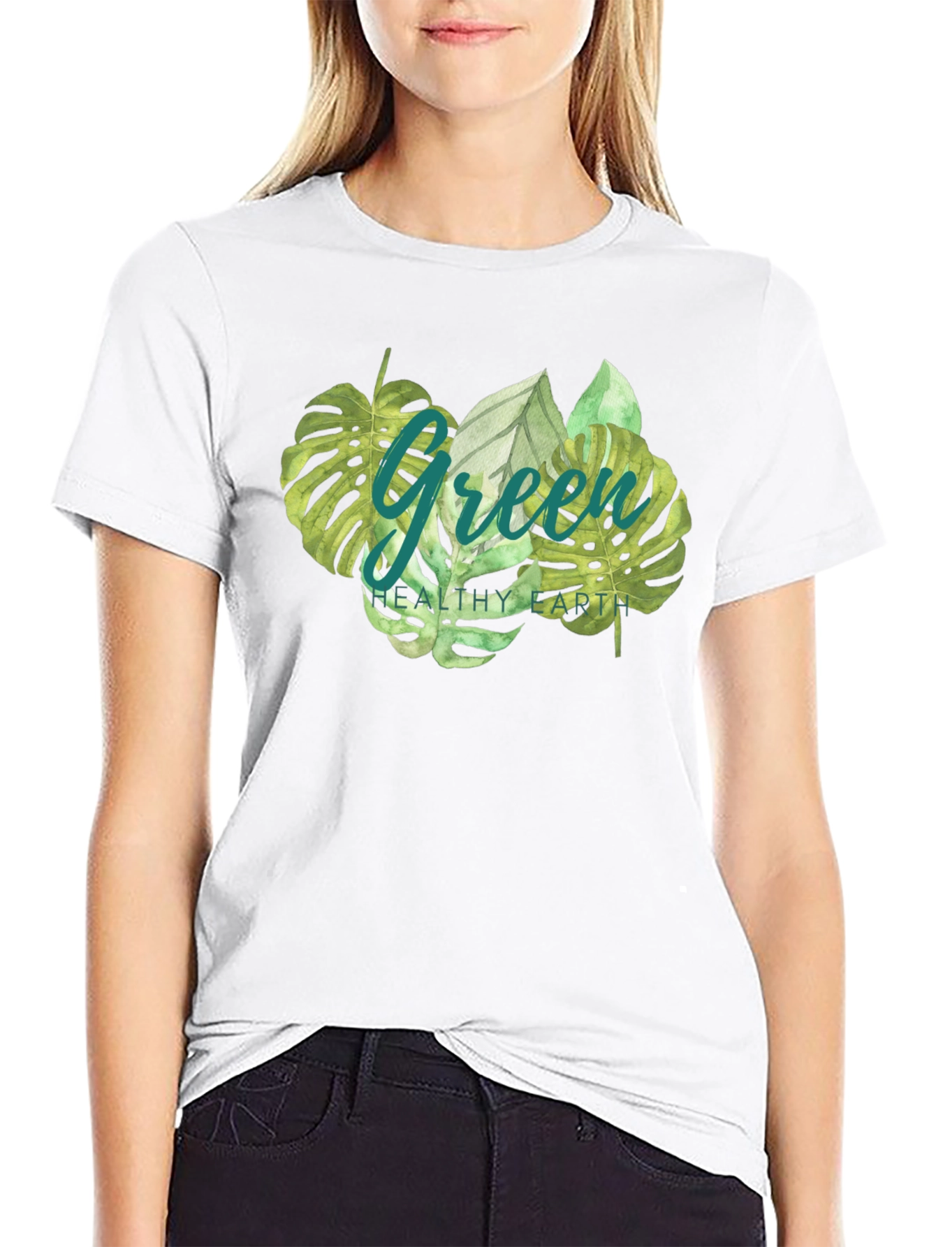 Green Healthy Earth Graphic T-Shirt