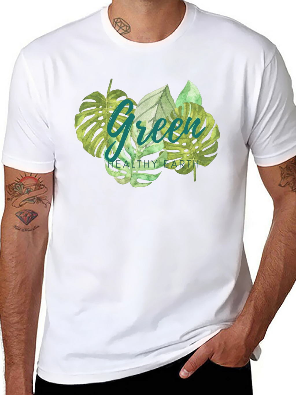 Green Healthy Earth Graphic T-Shirt
