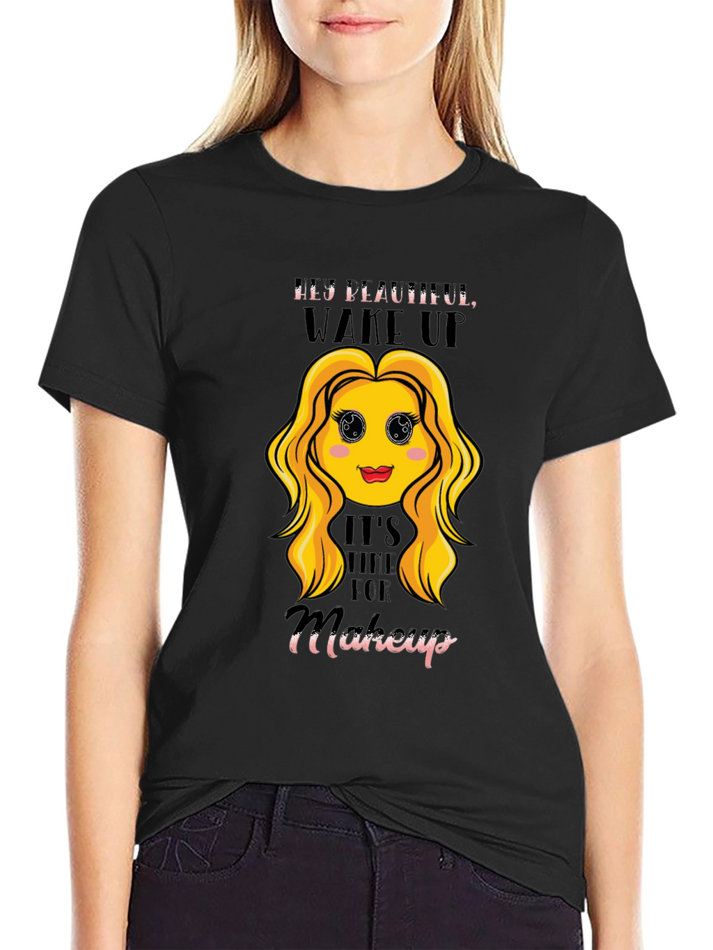 Wake Up Makeup Emoji Graphic Tee