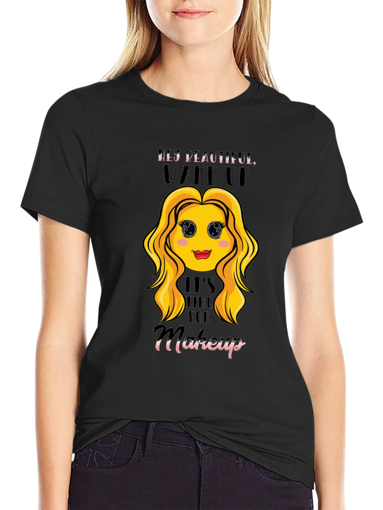 Wake Up Makeup Emoji Graphic Tee