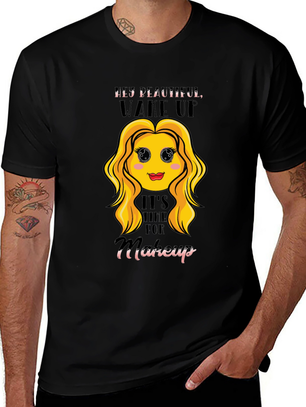 Wake Up Makeup Emoji Graphic Tee