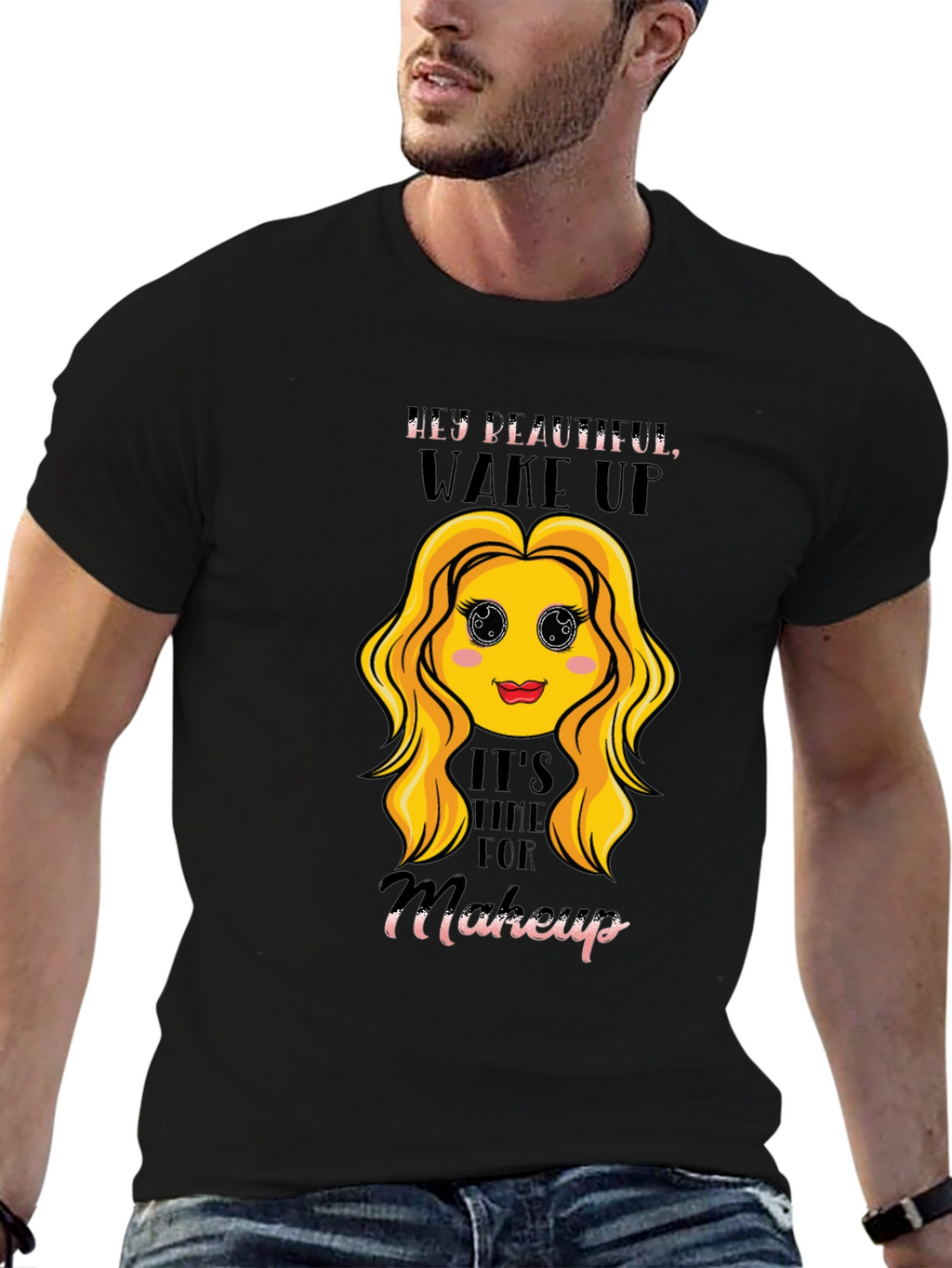 Wake Up Makeup Emoji Graphic Tee