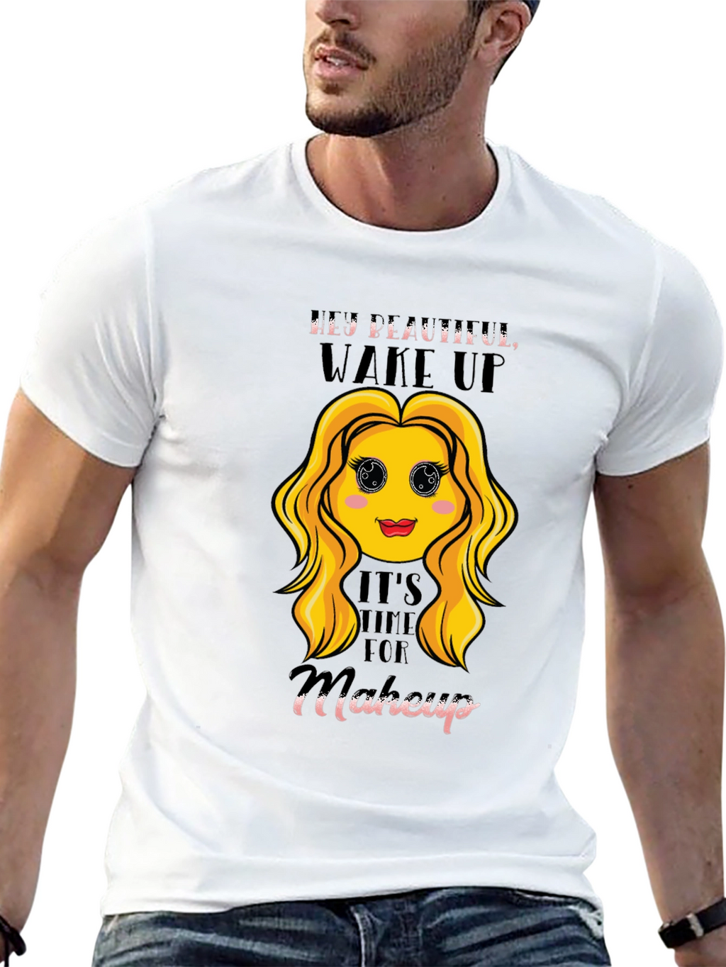 Wake Up Makeup Emoji Graphic Tee