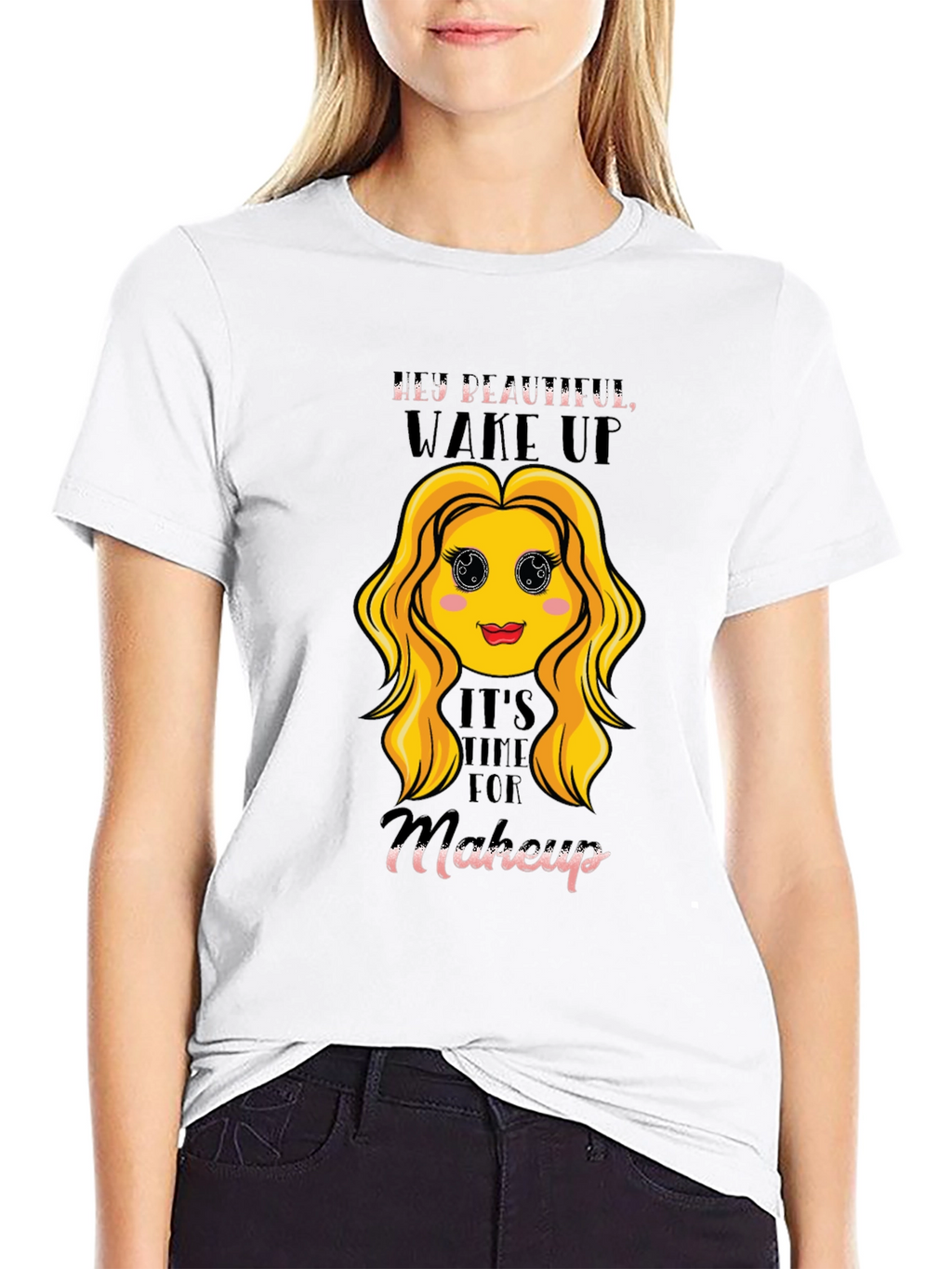Wake Up Makeup Emoji Graphic Tee