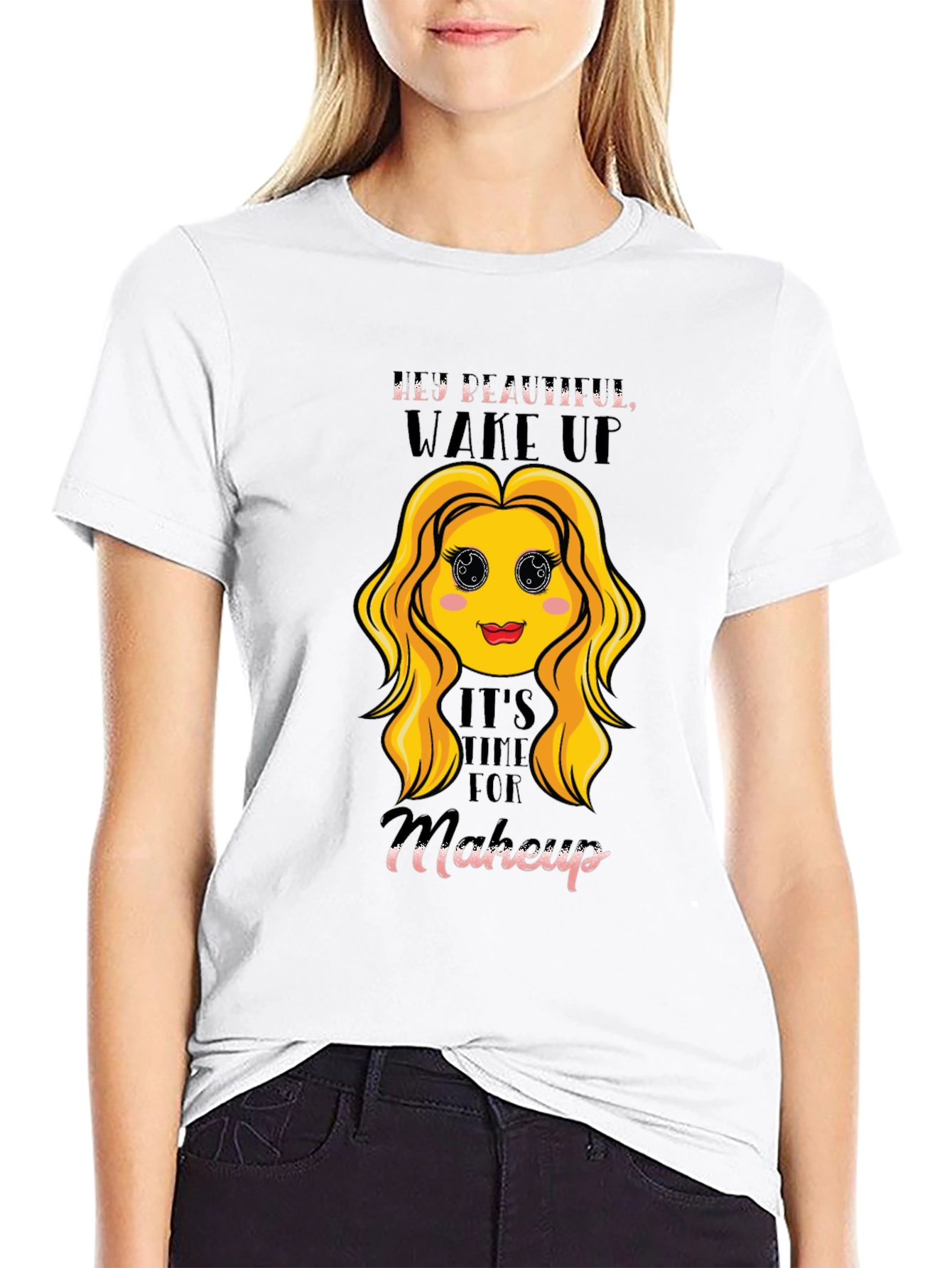 Wake Up Makeup Emoji Graphic Tee