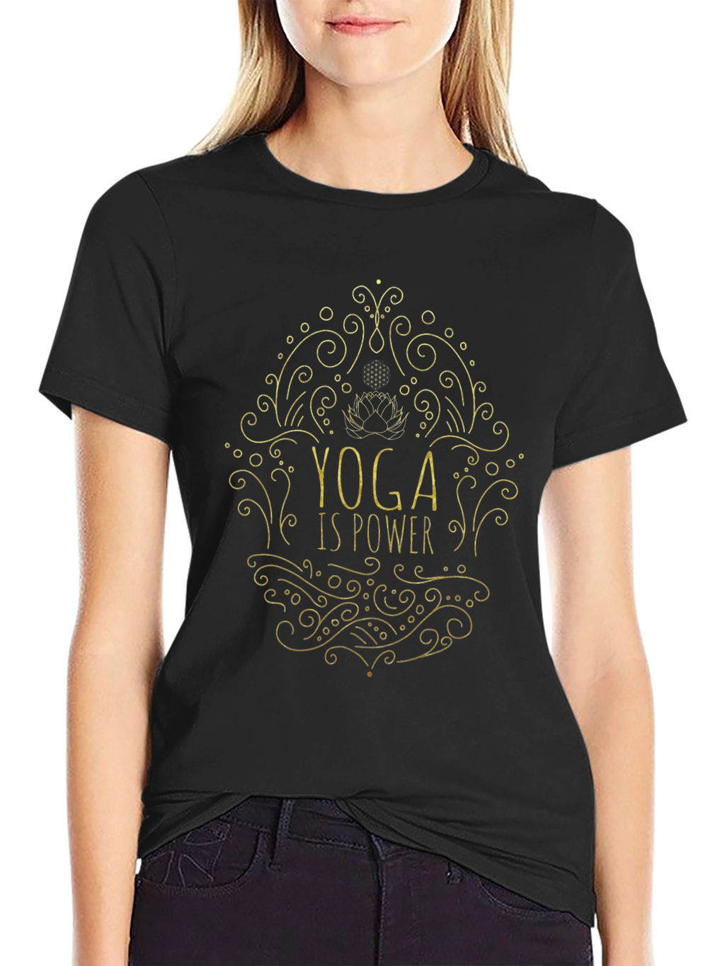 Yoga Is Power Tee - Black Graphic T-Shirt