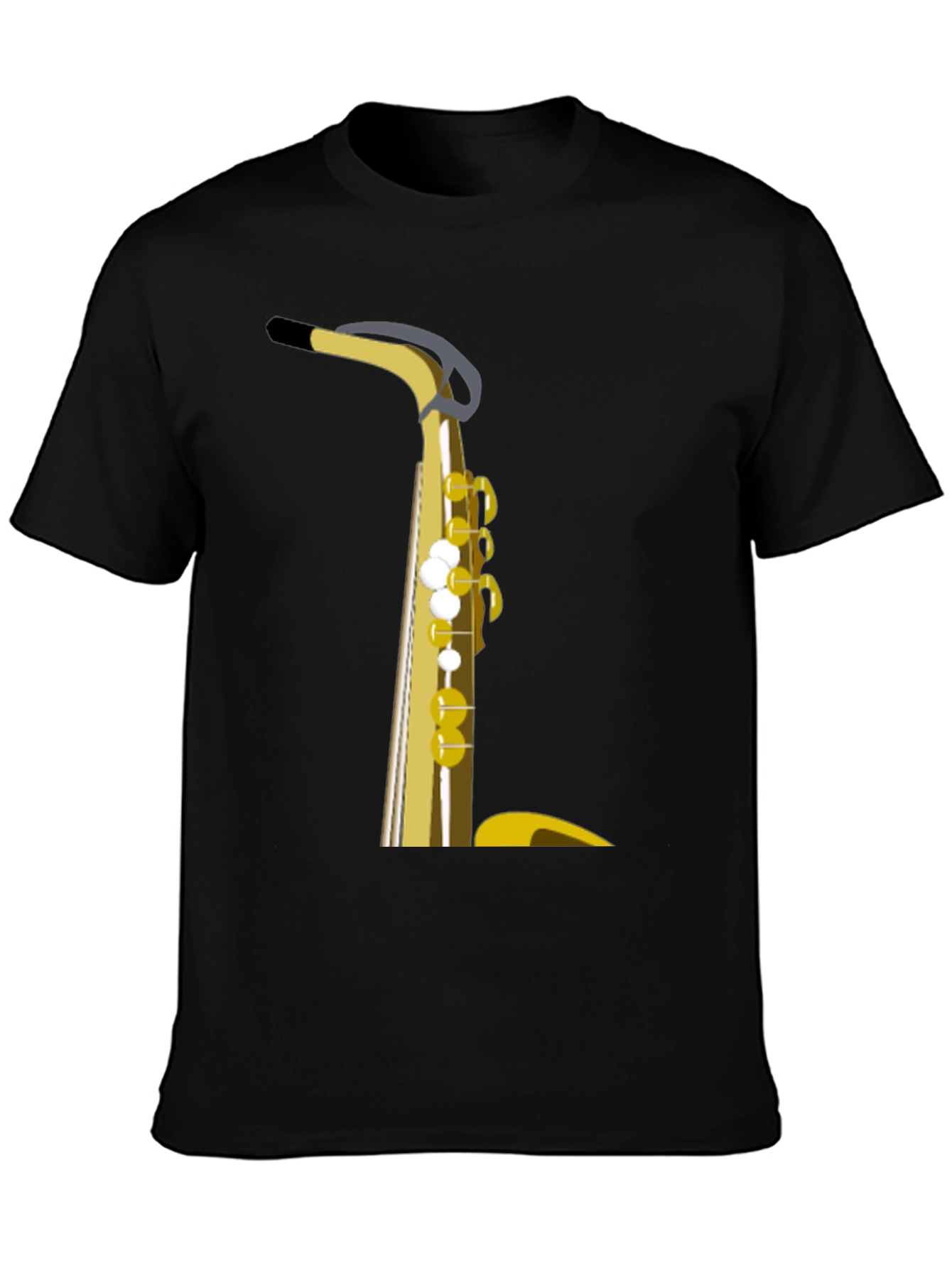 Saxophone Graphic Tee - Black Cotton Casual Wear