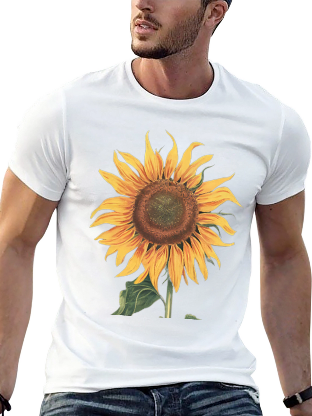 Sunflower Graphic Print Black T-Shirt