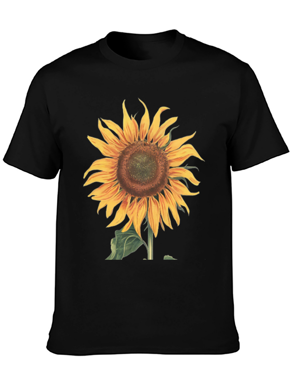 Sunflower Graphic Print Black T-Shirt