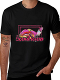 Beautician Lipstick Graphic Black T-Shirt