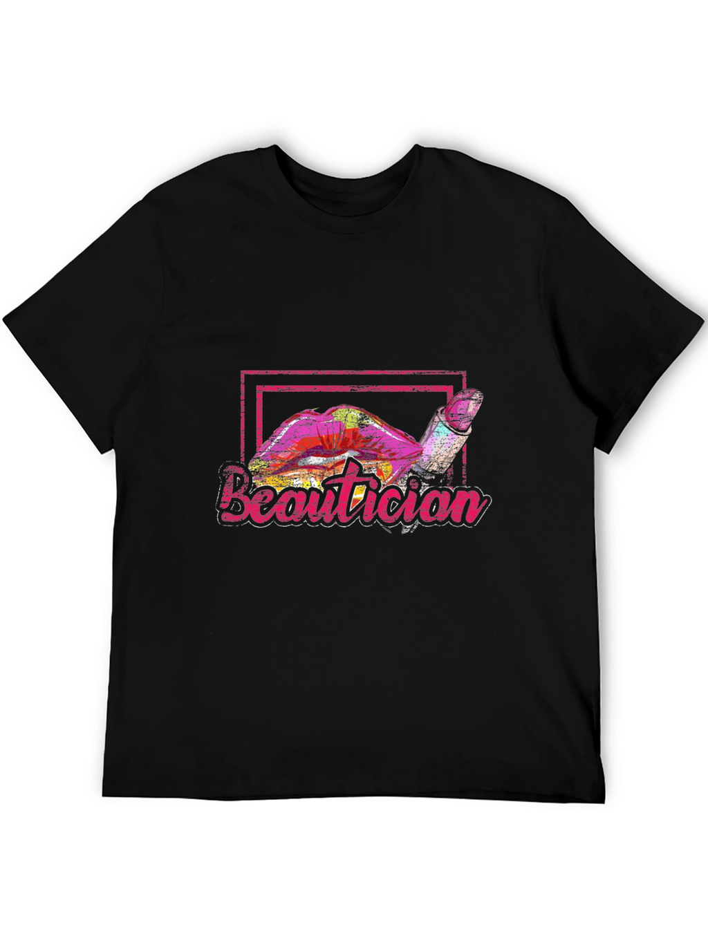 Beautician Lipstick Graphic Black T-Shirt