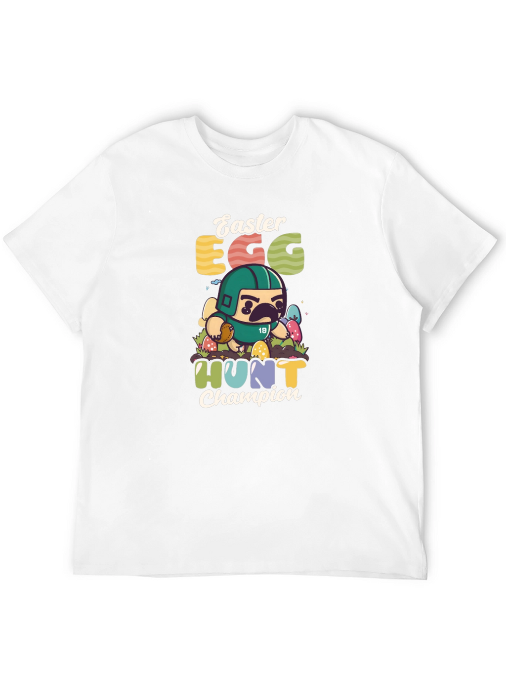 Easter Egg Hunt Champion T-Shirt - Pug Football Player
