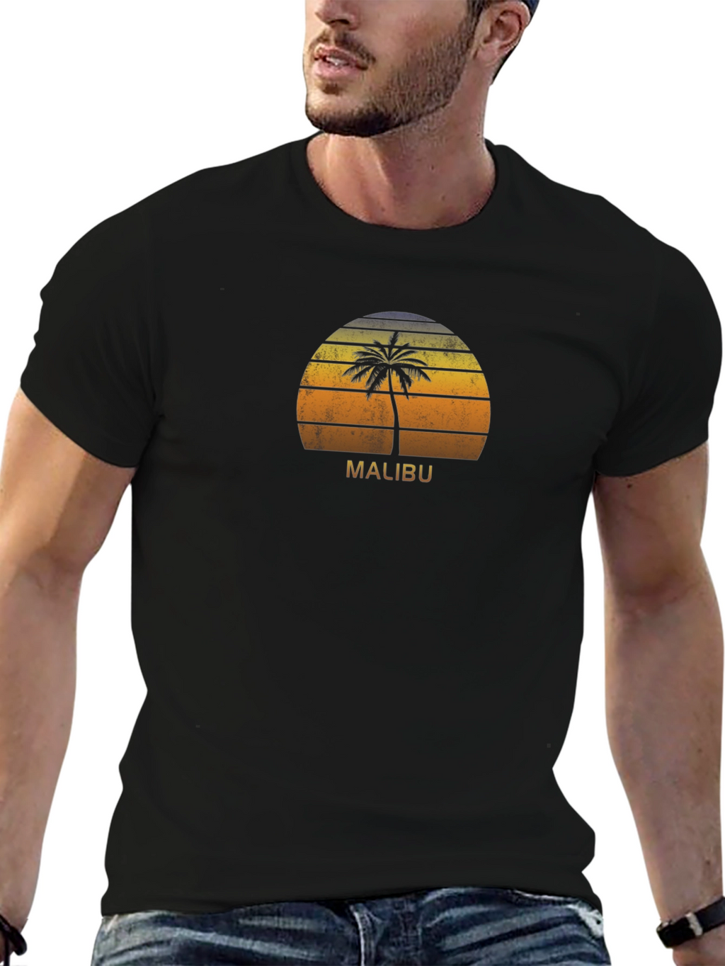 Malibu Palm Tree Sunset Graphic Tee