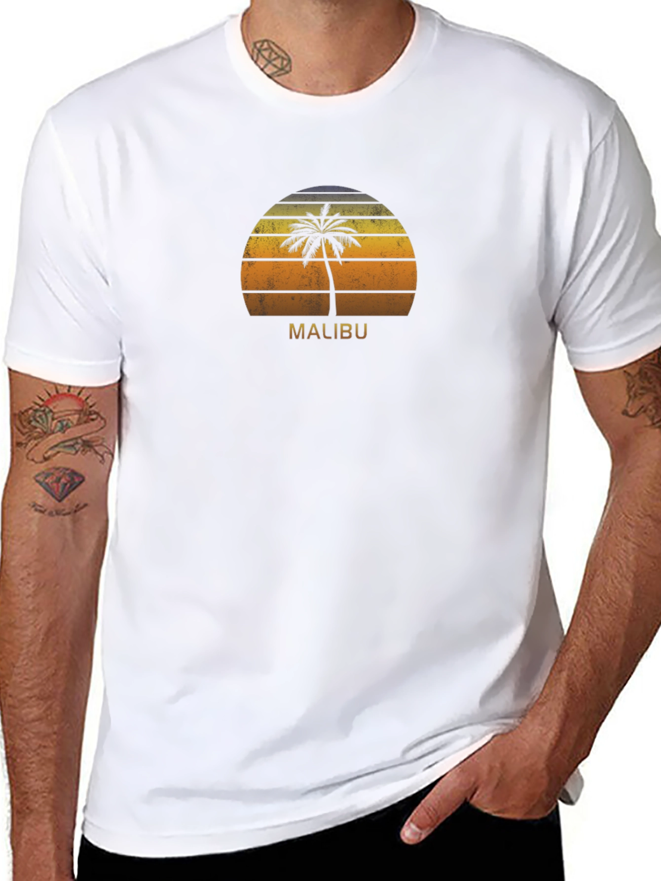 Malibu Palm Tree Sunset Graphic Tee