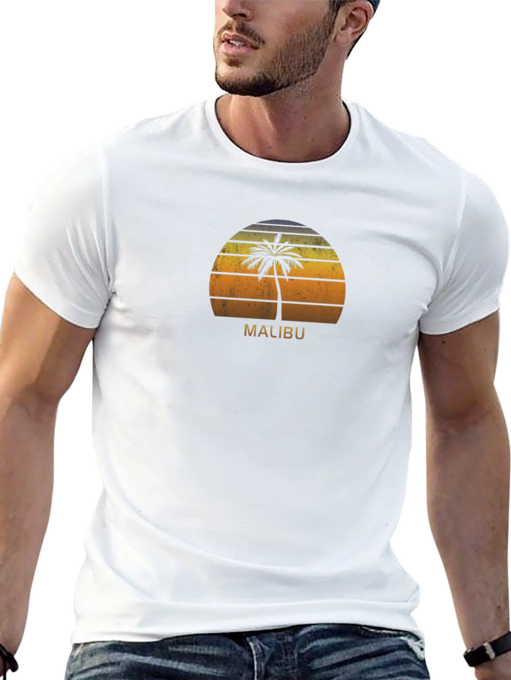 Malibu Palm Tree Sunset Graphic Tee