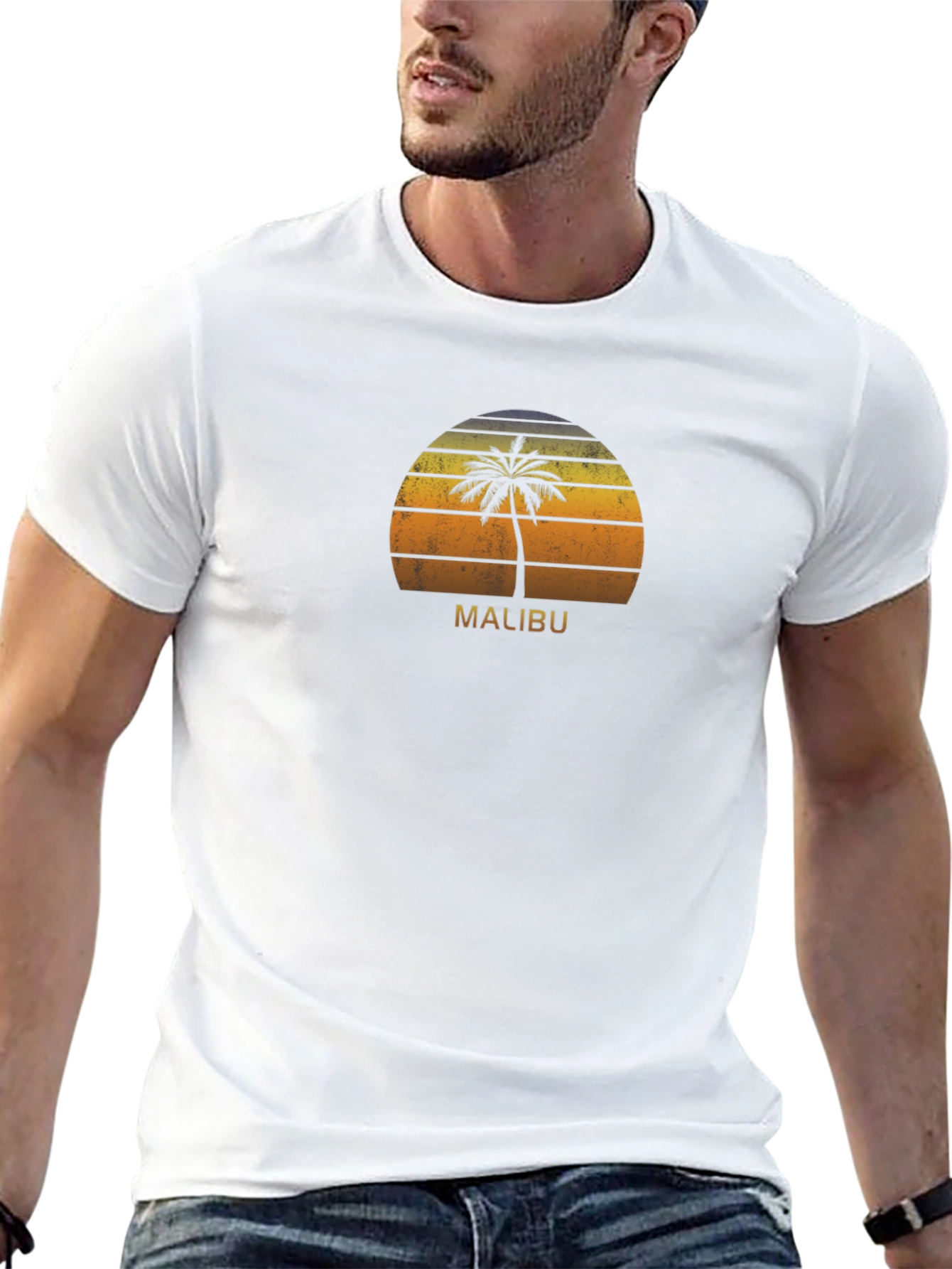 Malibu Palm Tree Sunset Graphic Tee