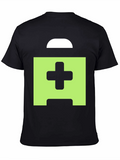 Pixelated Cross Graphic Black Tee Shirt
