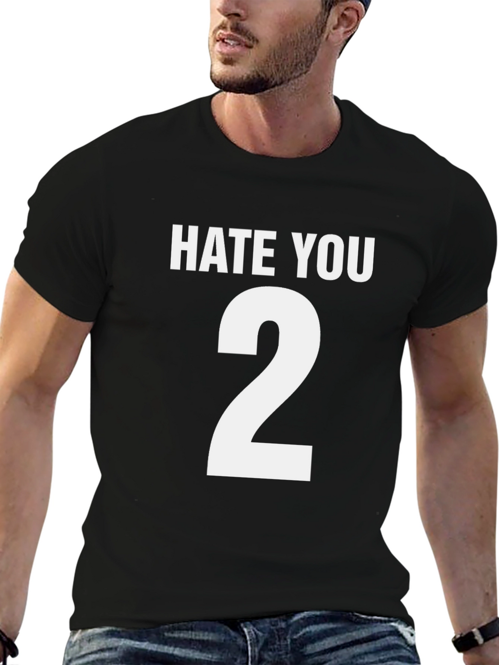Hate You 2 Graphic Tee - Black Cotton Blend