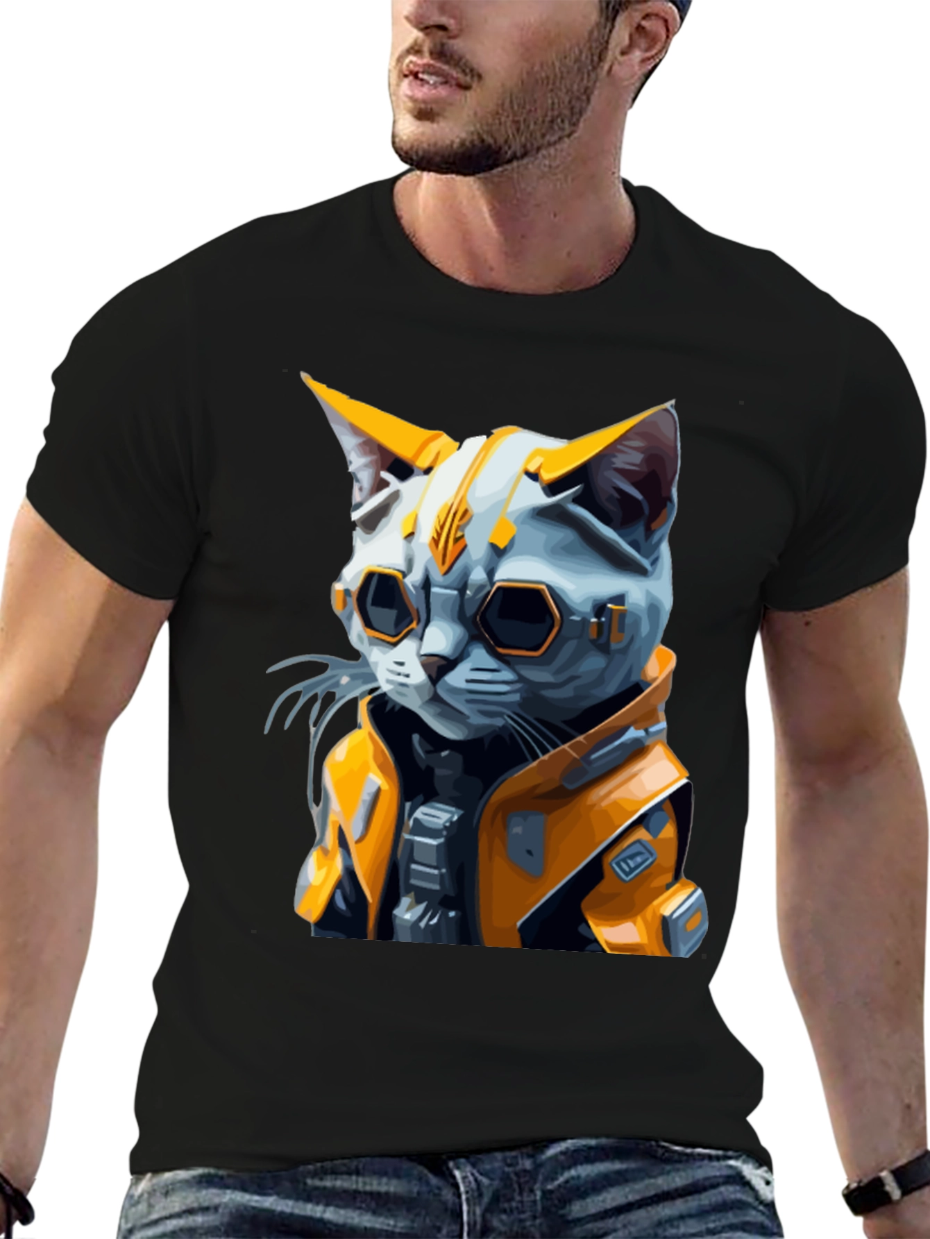 Cyberpunk Cat T-Shirt - Sci-Fi Style