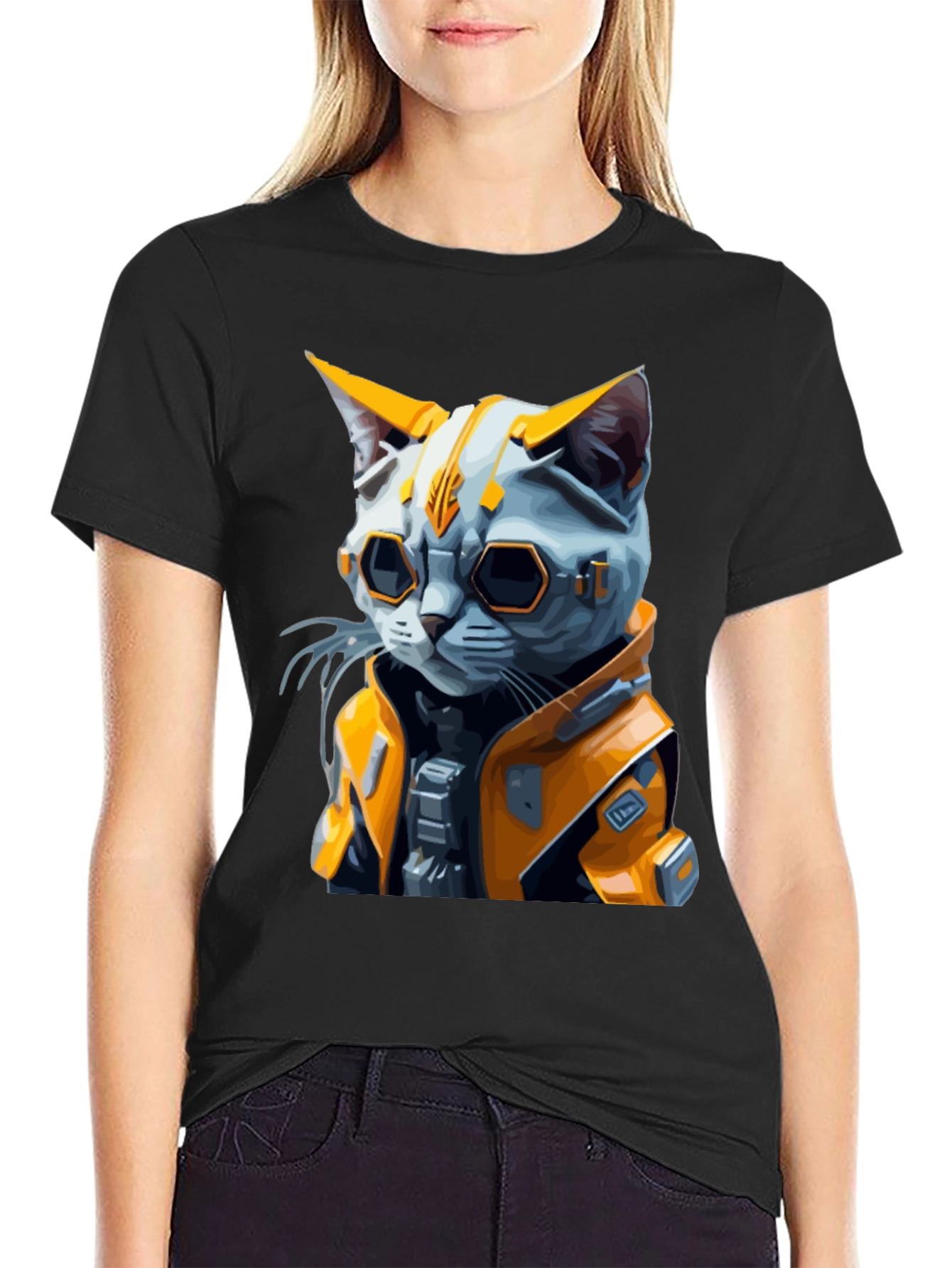 Cyberpunk Cat T-Shirt - Sci-Fi Style