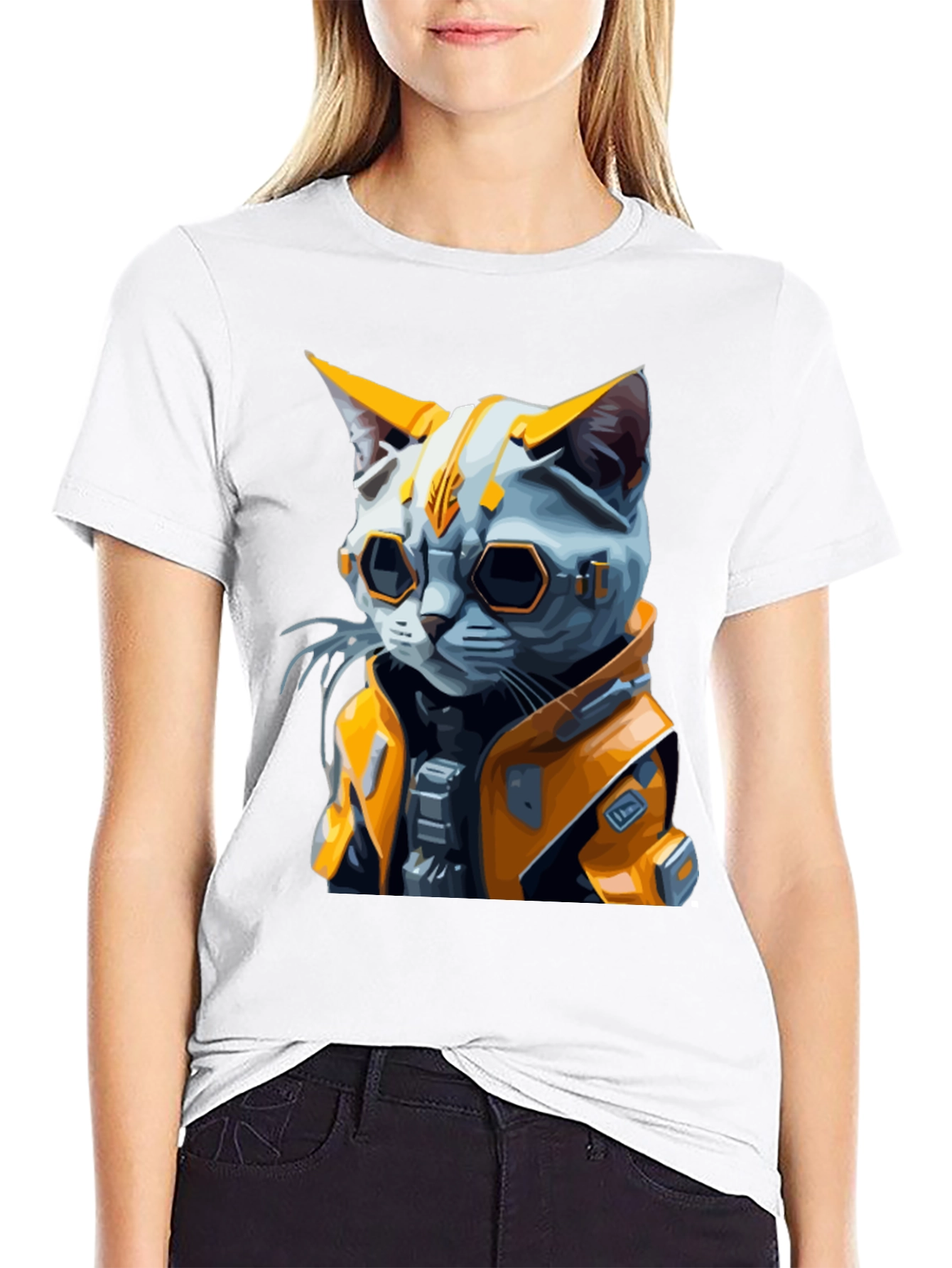 Cyberpunk Cat T-Shirt - Sci-Fi Style