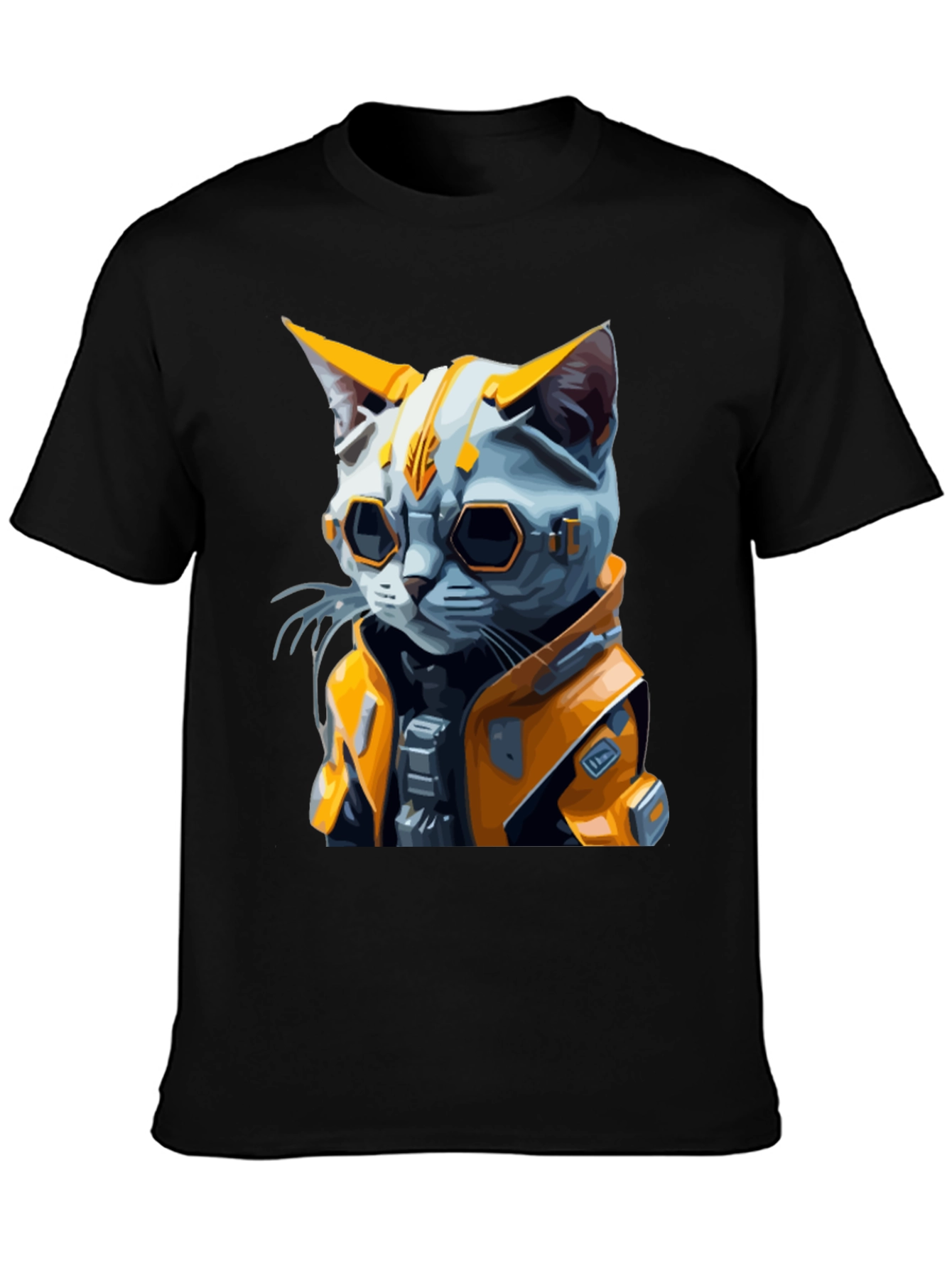 Cyberpunk Cat T-Shirt - Sci-Fi Style