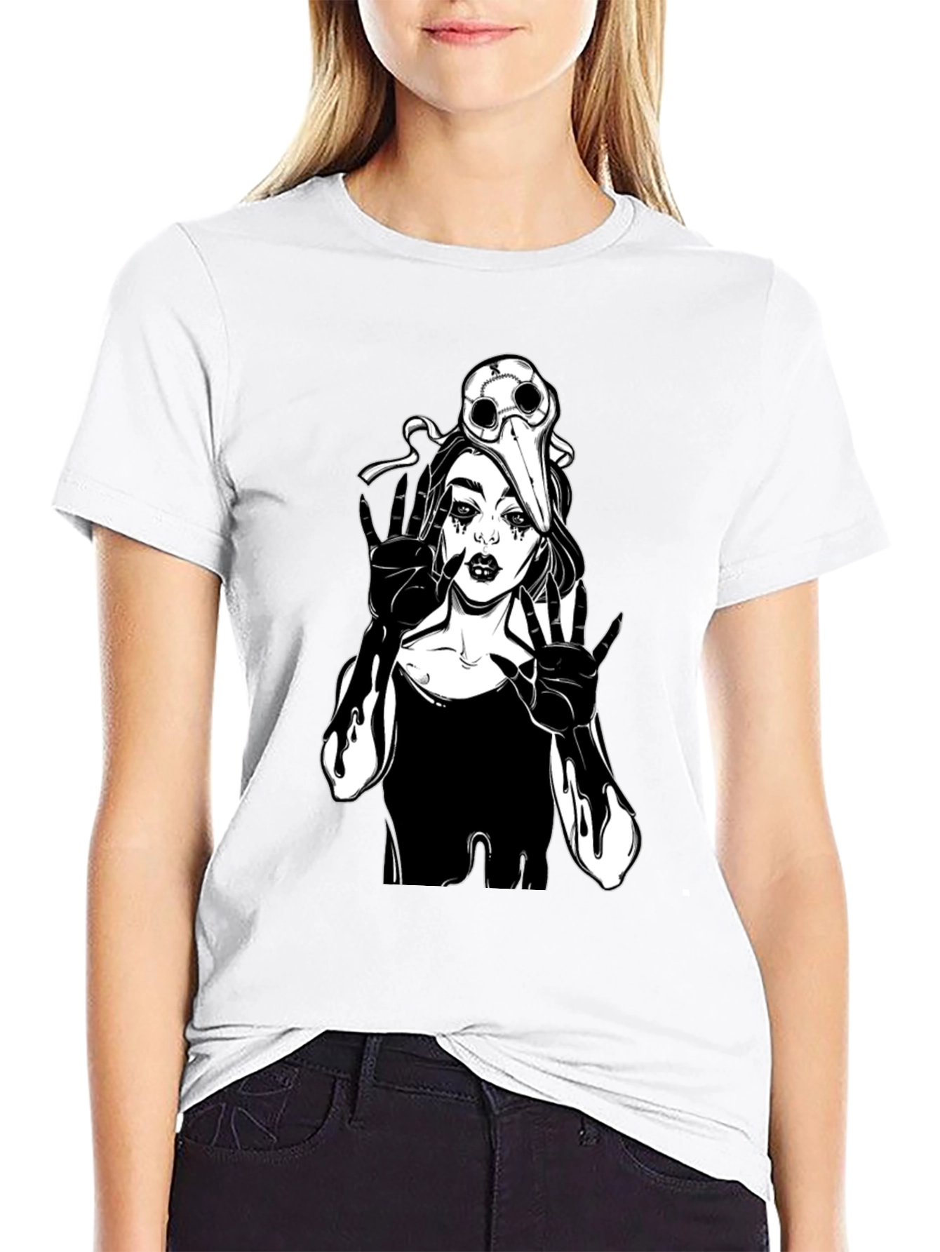 Gothic Plague Doctor Girl T-Shirt - Black