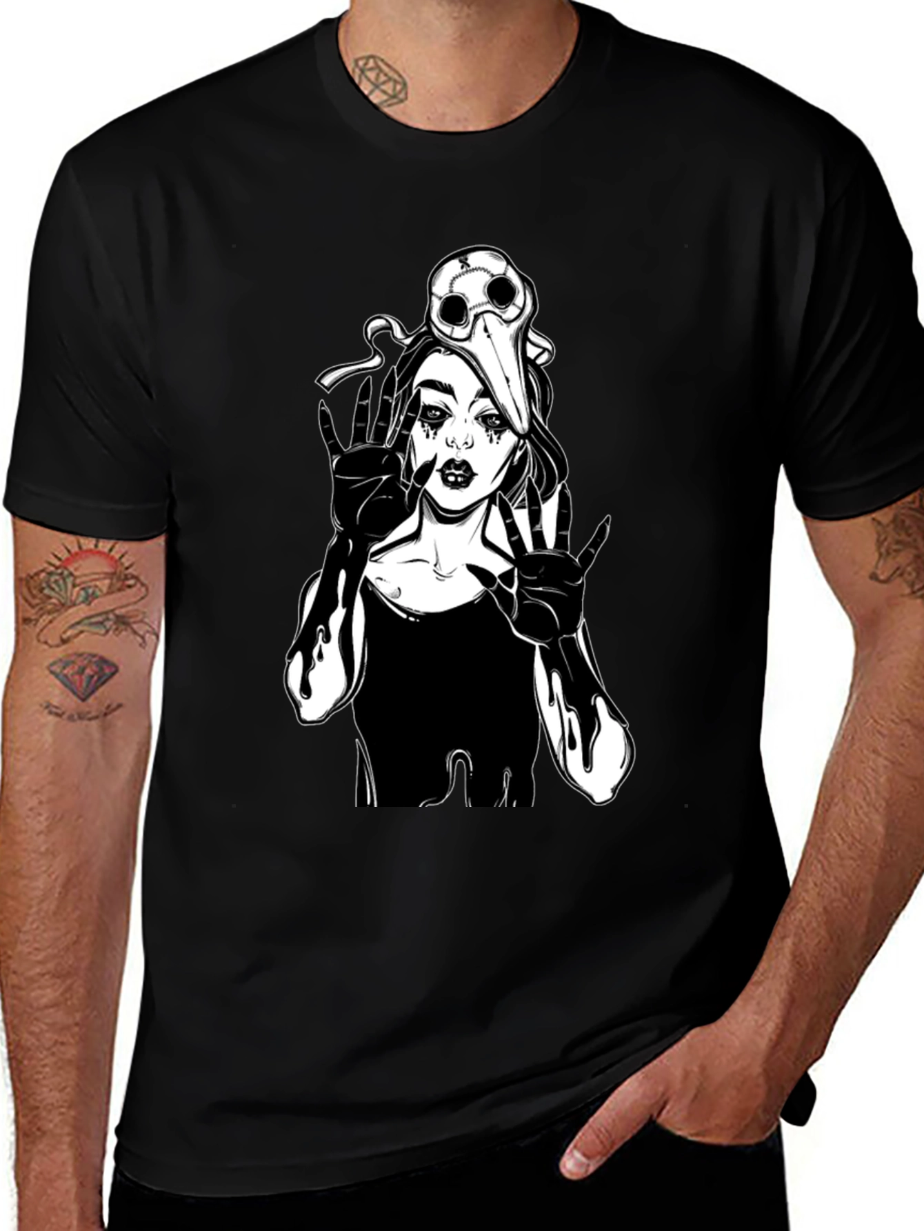 Gothic Plague Doctor Girl T-Shirt - Black