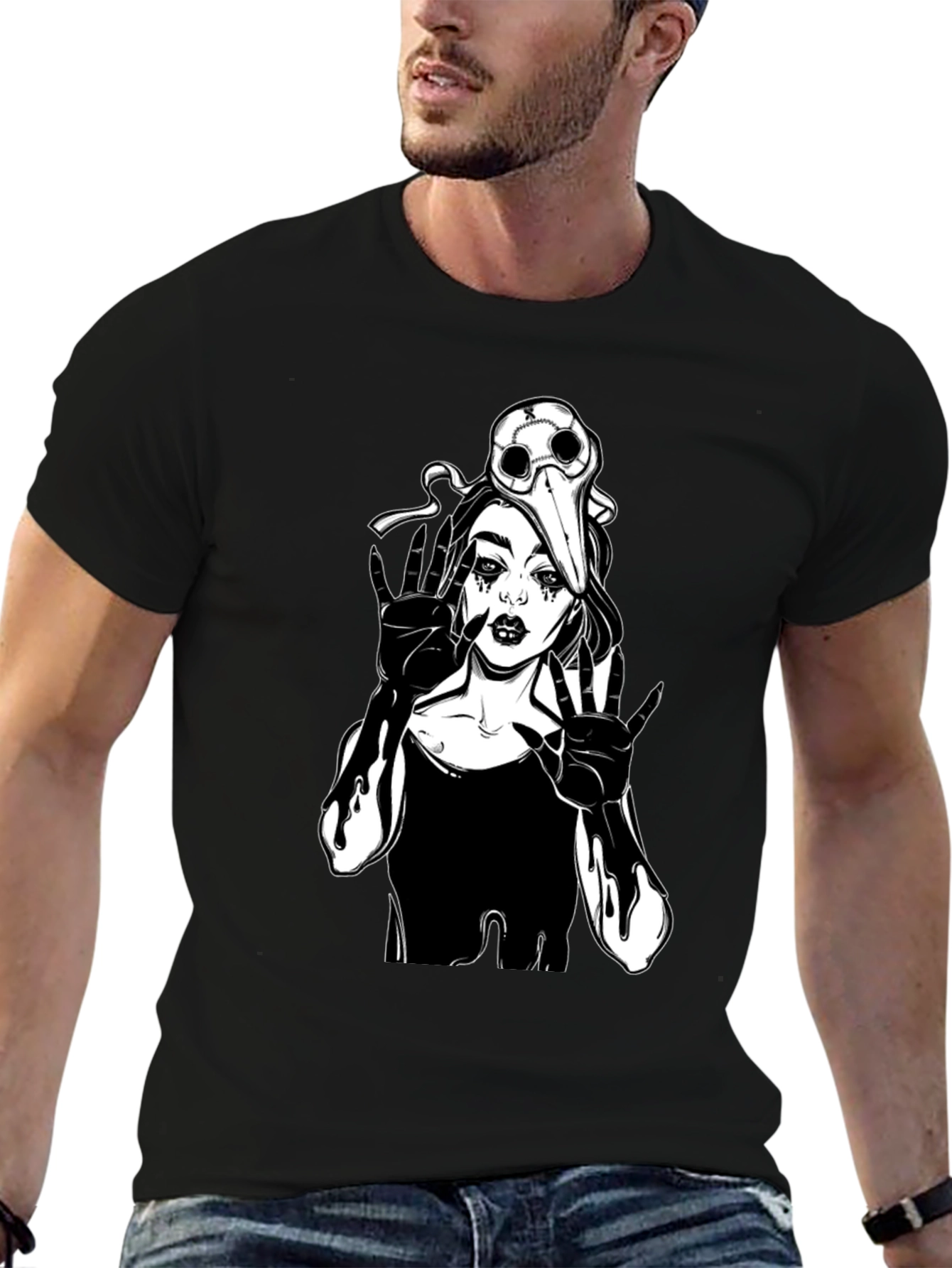 Gothic Plague Doctor Girl T-Shirt - Black