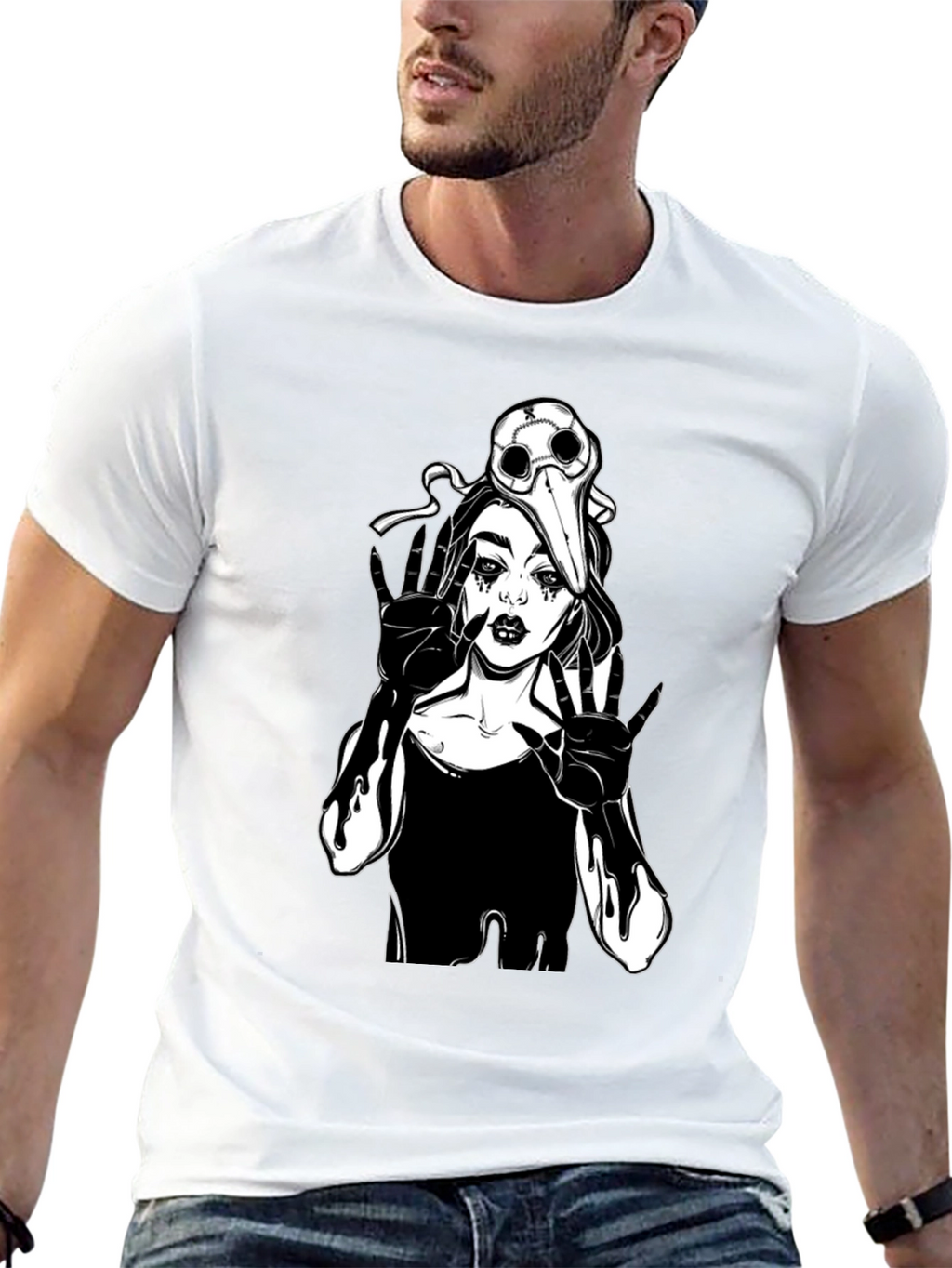 Gothic Plague Doctor Girl T-Shirt - Black