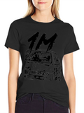 1M Car Graphic Tee - Black Cotton Casual T-Shirt