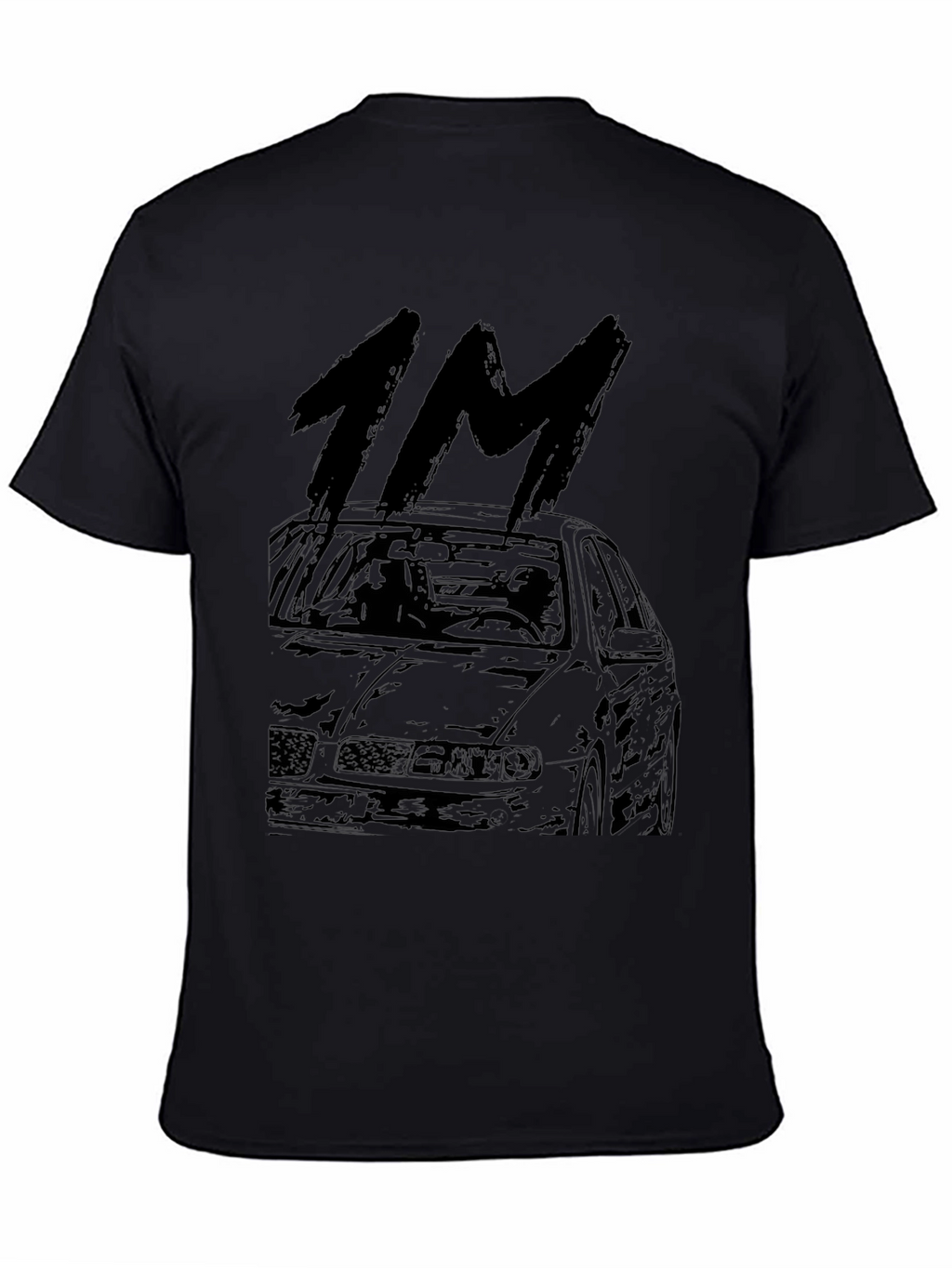 1M Car Graphic Tee - Black Cotton Casual T-Shirt