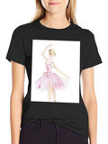 Ballerina Graphic Tee - Black Cotton T-Shirt