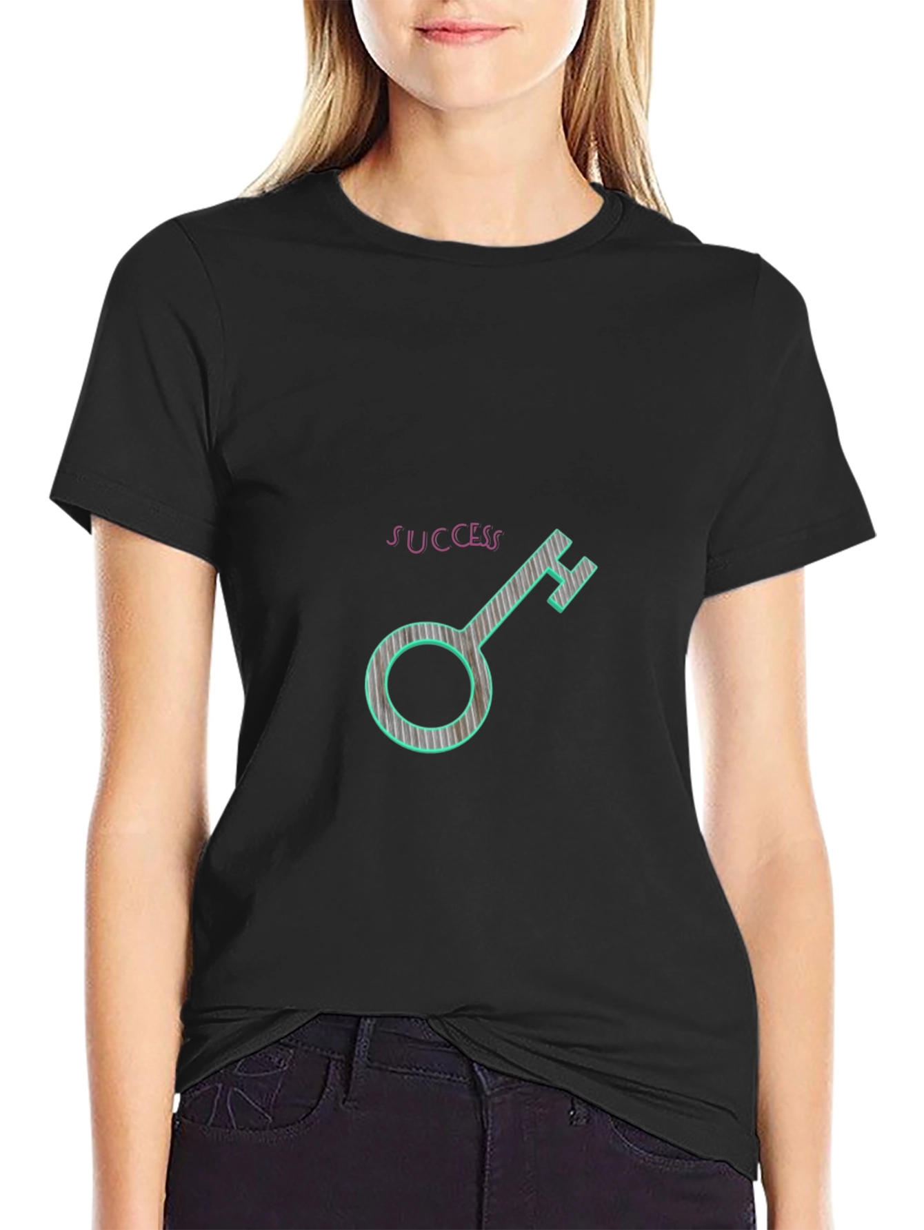 Success Key Graphic Tee - Black Casual T-Shirt