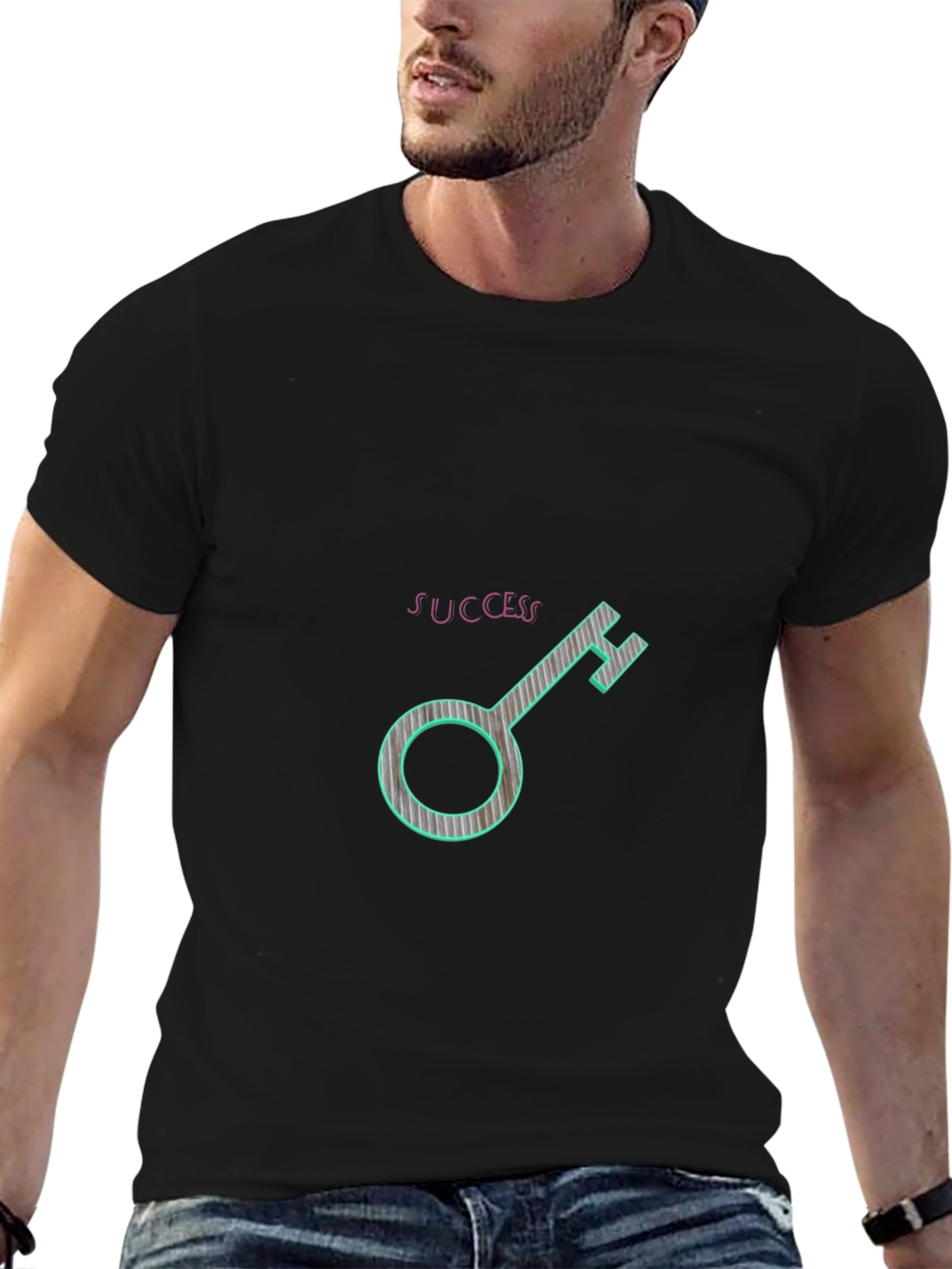Success Key Graphic Tee - Black Casual T-Shirt