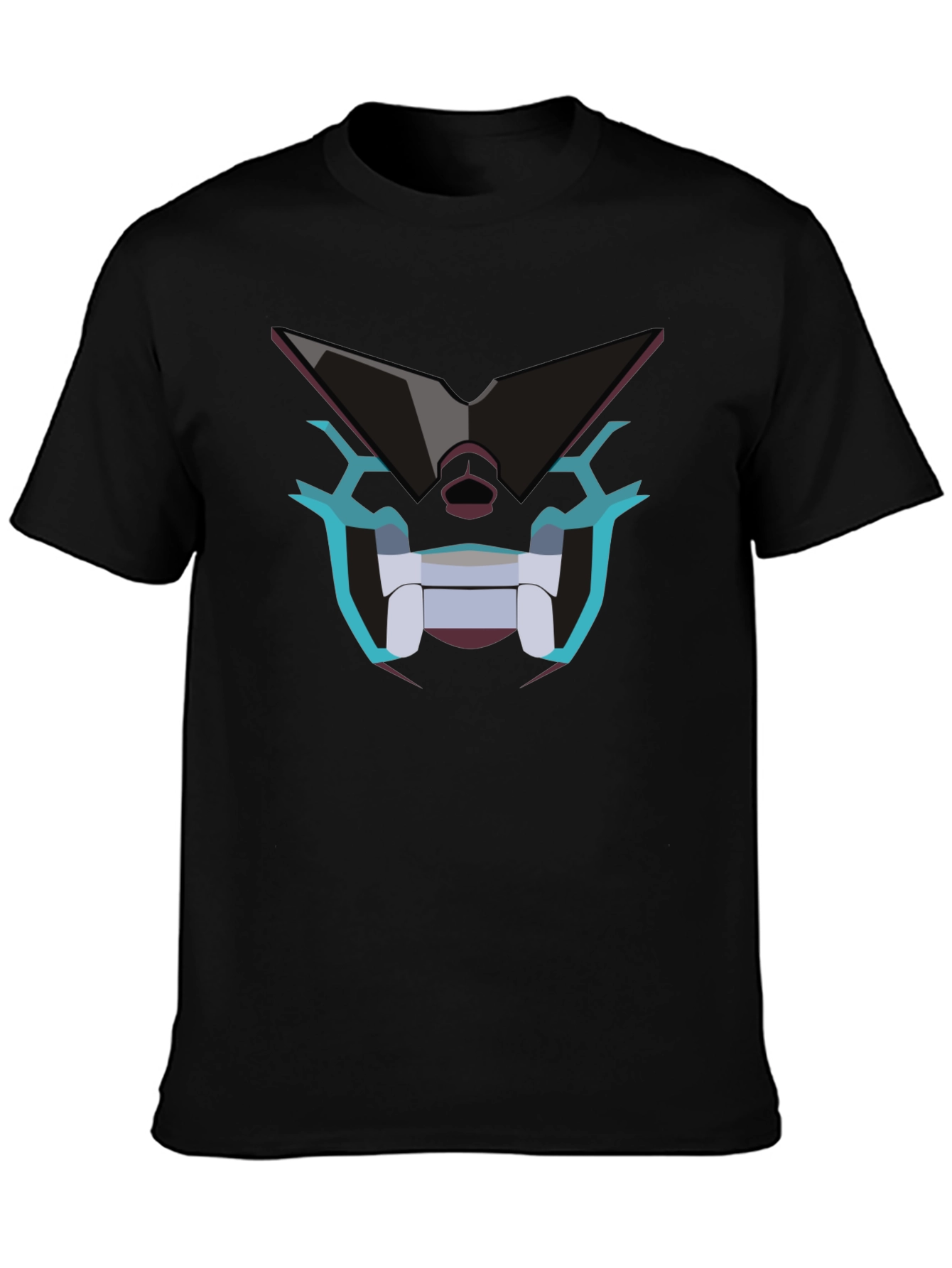 Robot Face Graphic T-Shirt - Black