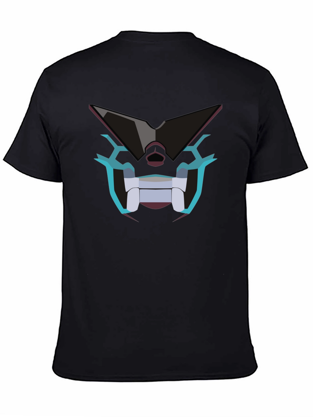 Robot Face Graphic T-Shirt - Black