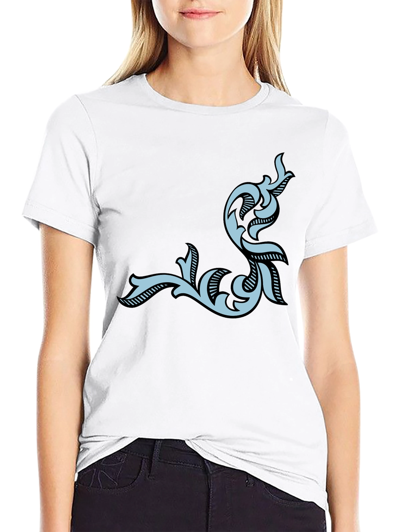Stylish Black Tee with Ornamental Design